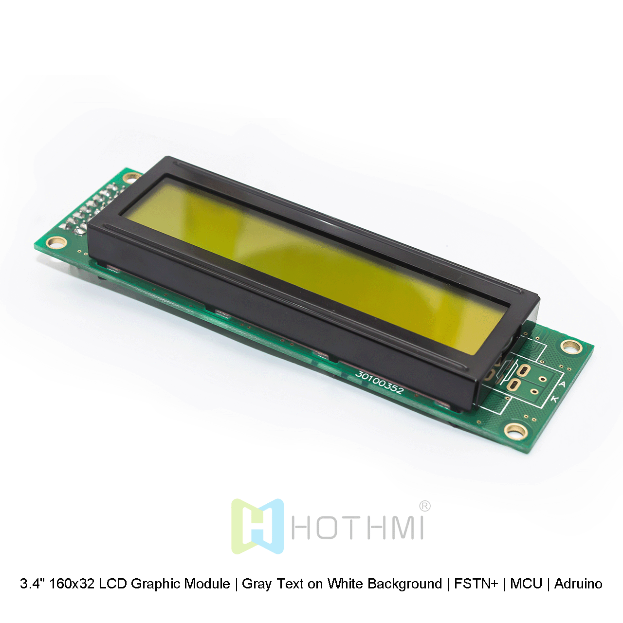3.4" 160x32 LCD Graphic Module | Gray Text on White Background | FSTN+ | MCU | Arduino
