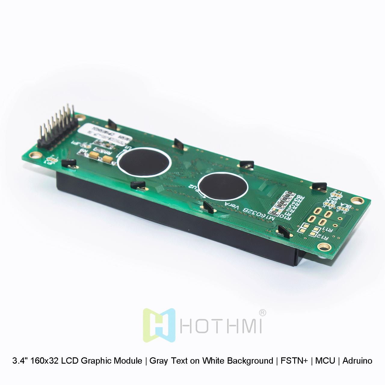 3.4" 160x32 LCD Graphic Module | Gray Text on White Background | FSTN+ | MCU | Arduino