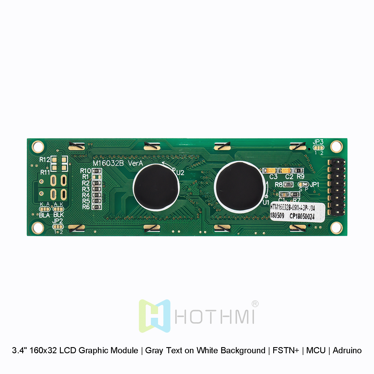3.4" 160x32 LCD Graphic Module | Gray Text on White Background | FSTN+ | MCU | Arduino