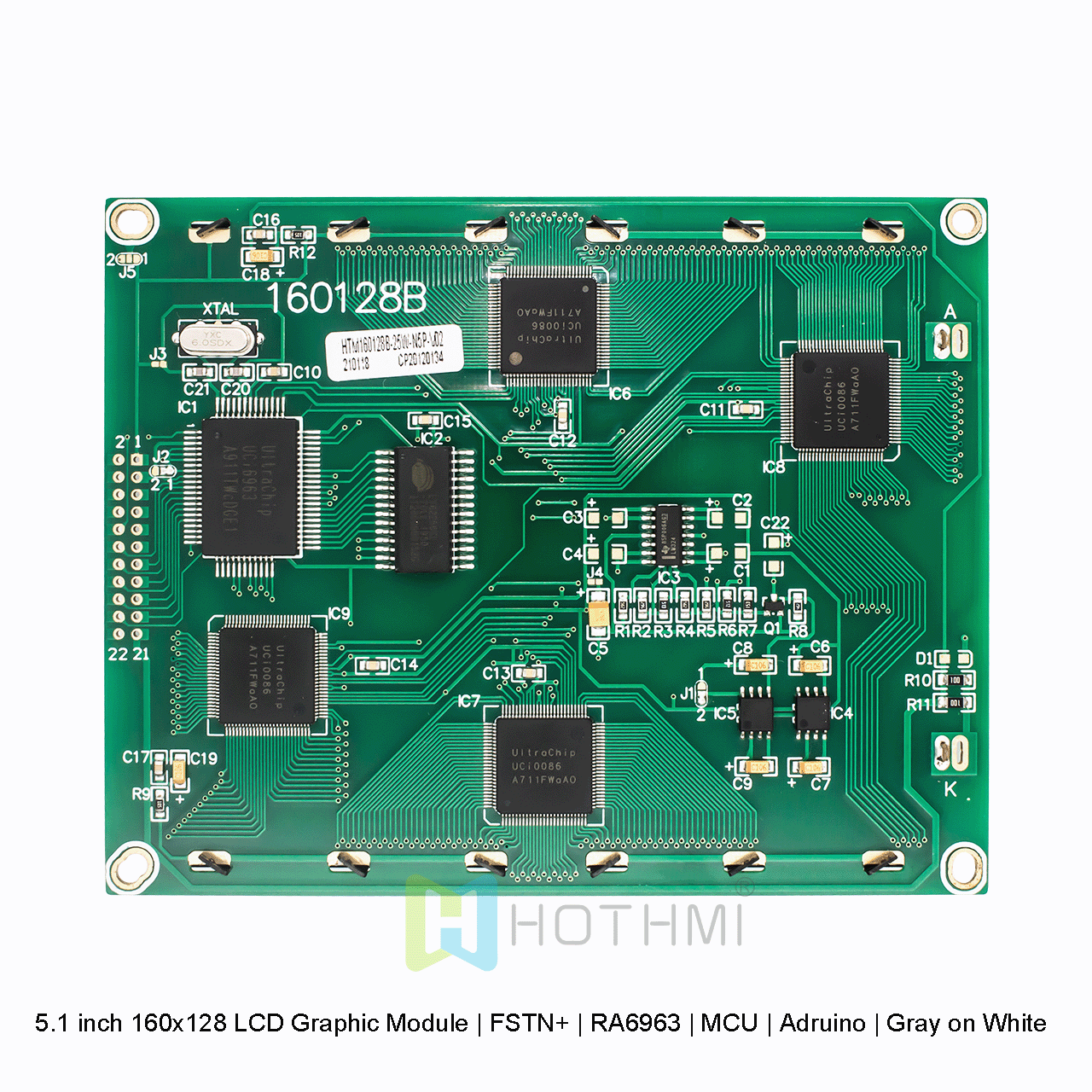 160x128 Graphic LCD Module | FSTN+Gray Display With White Backlight