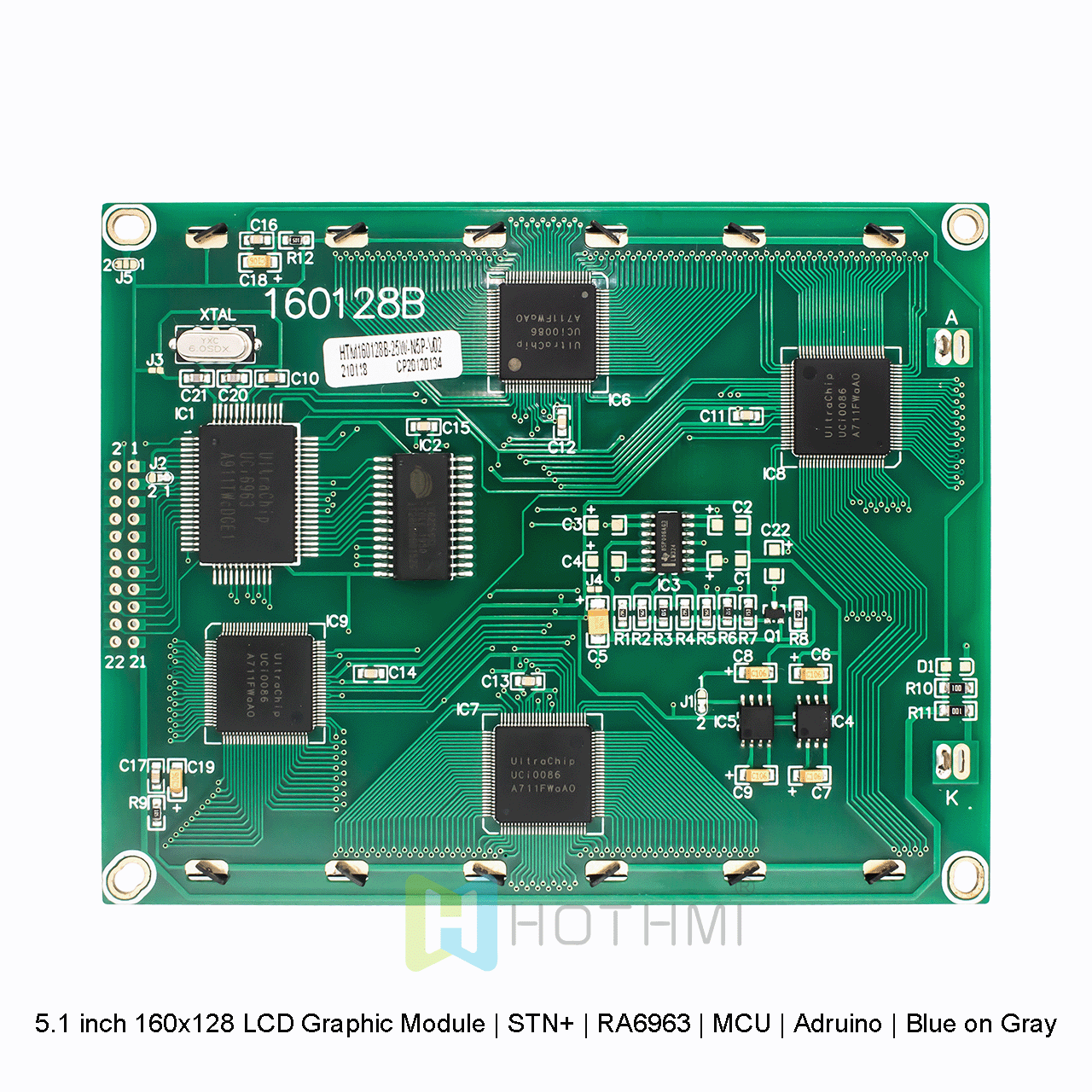 5.1 inch 160x128 LCD Graphic Module | STN+ | RA6963 | MCU | Arduino | Blue on Gray