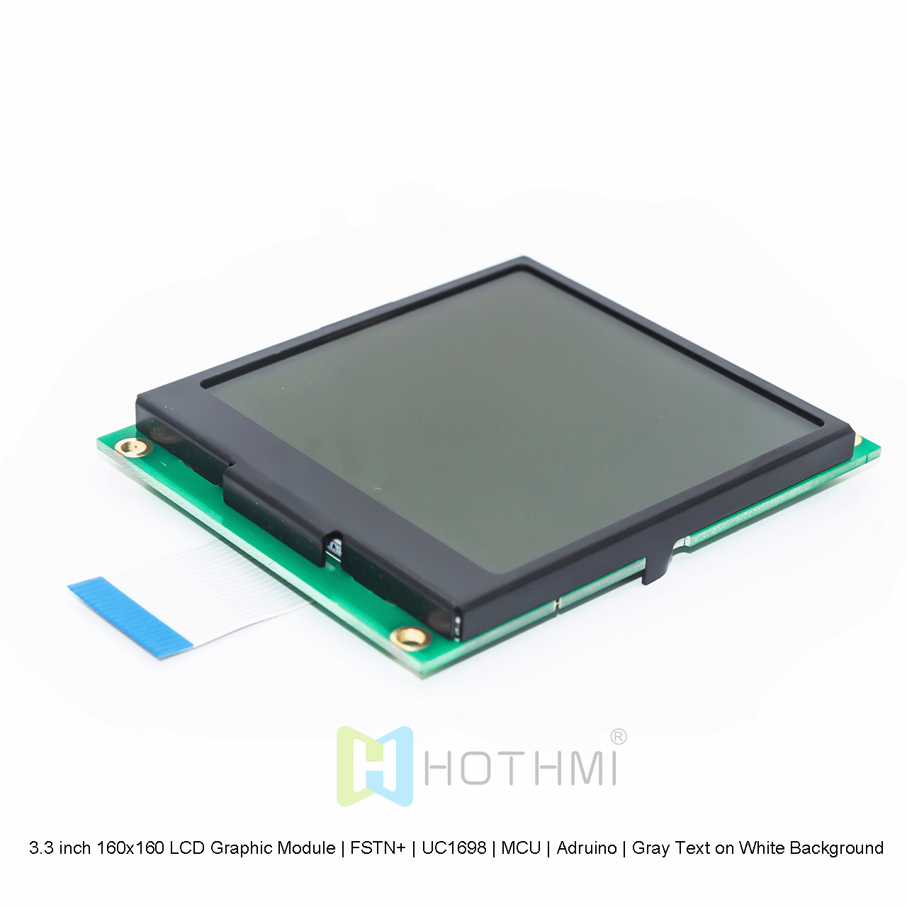 3.3 inch 160x160 LCD Graphic Module | FSTN+ | UC1698 | MCU | Arduino | Gray Text on White Background