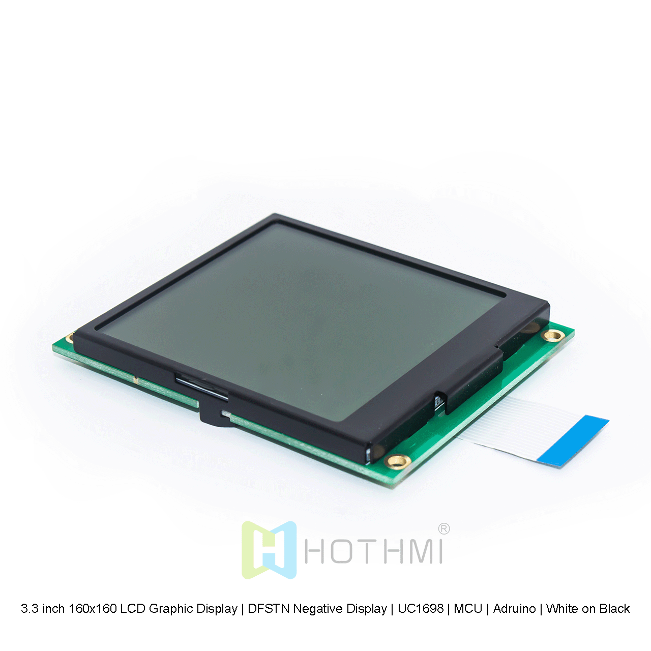 160x160 Graphic LCD Display | DFSTN-Black With White Backlight