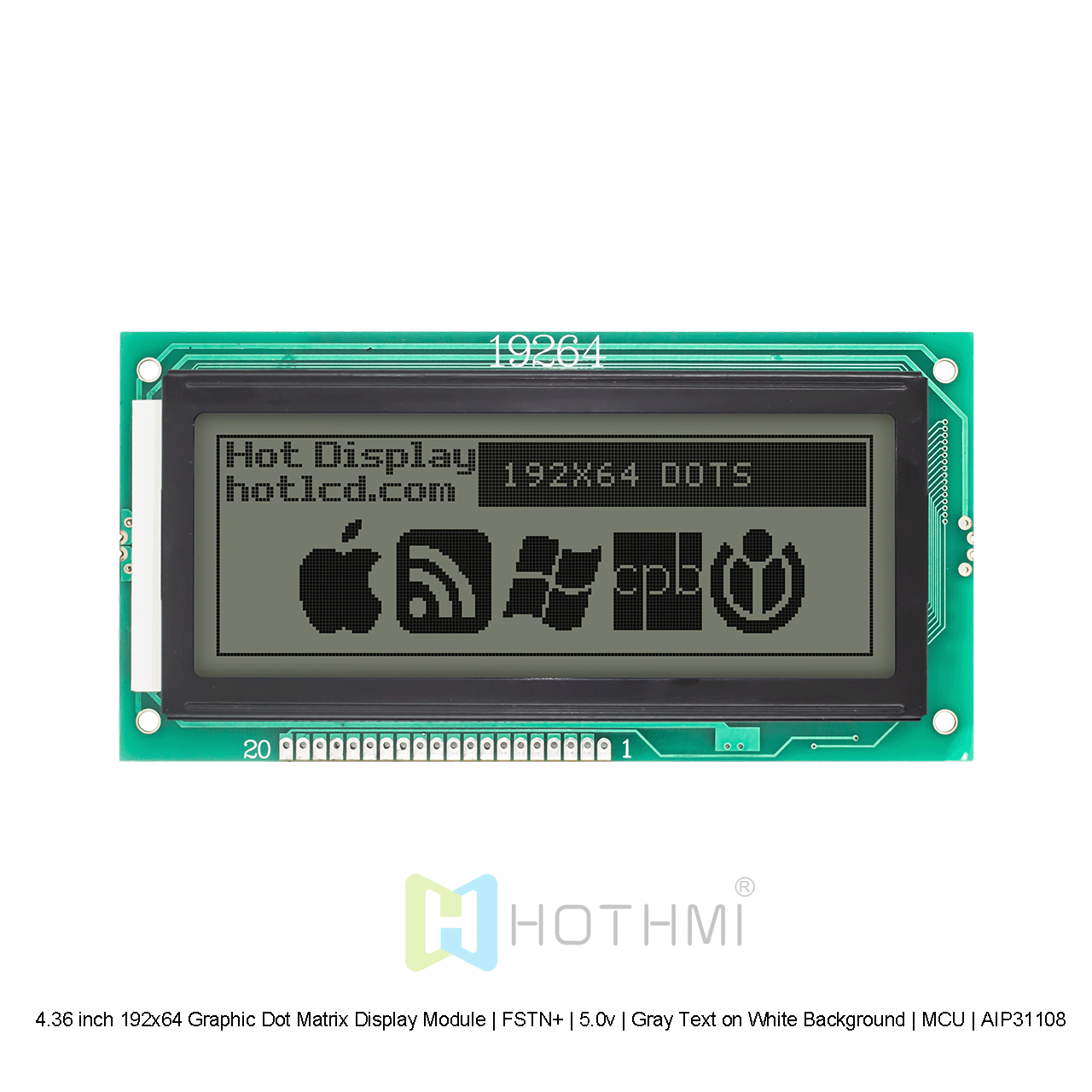 192x64 Graphic LCD Module | FSTN+With White Backlight