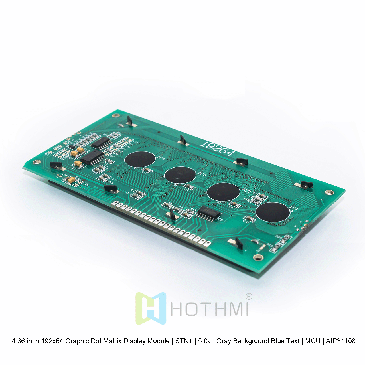 4.36 inch 192x64 Graphic Dot Matrix Display Module | STN+ | 5.0v | Gray Background Blue Text | MCU | AIP31108