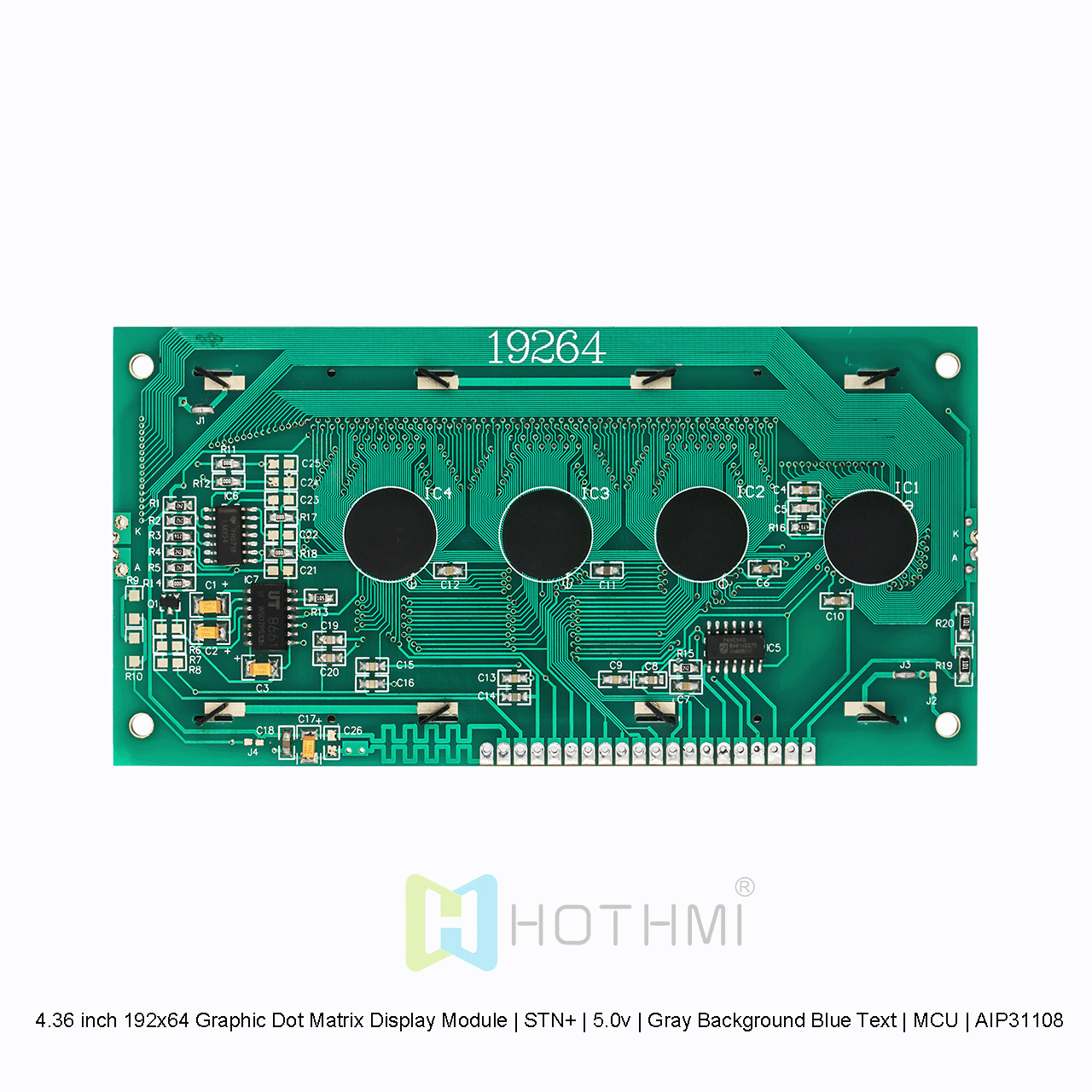 4.36 inch 192x64 Graphic Dot Matrix Display Module | STN+ | 5.0v | Gray Background Blue Text | MCU | AIP31108