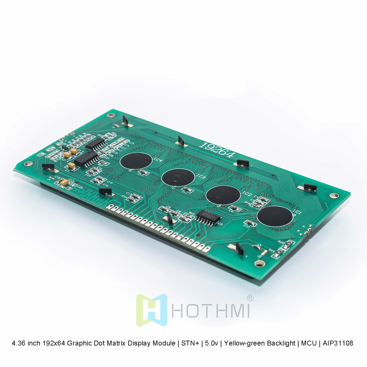 4.36 inch 192x64 Graphic Dot Matrix Display Module | STN+ | 5.0v | Yellow-green Backlight | MCU | AIP31108