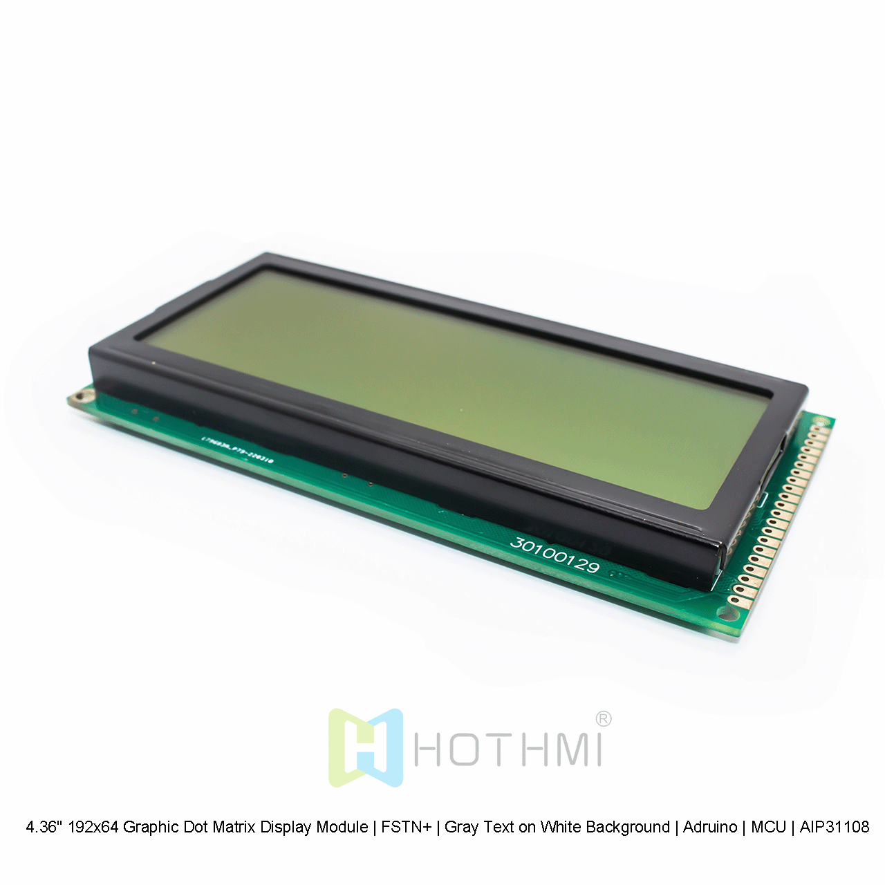 4.36" 192x64 Graphic Dot Matrix Display Module | FSTN+ | Gray Text on White Background | Arduino | MCU | AIP31108
