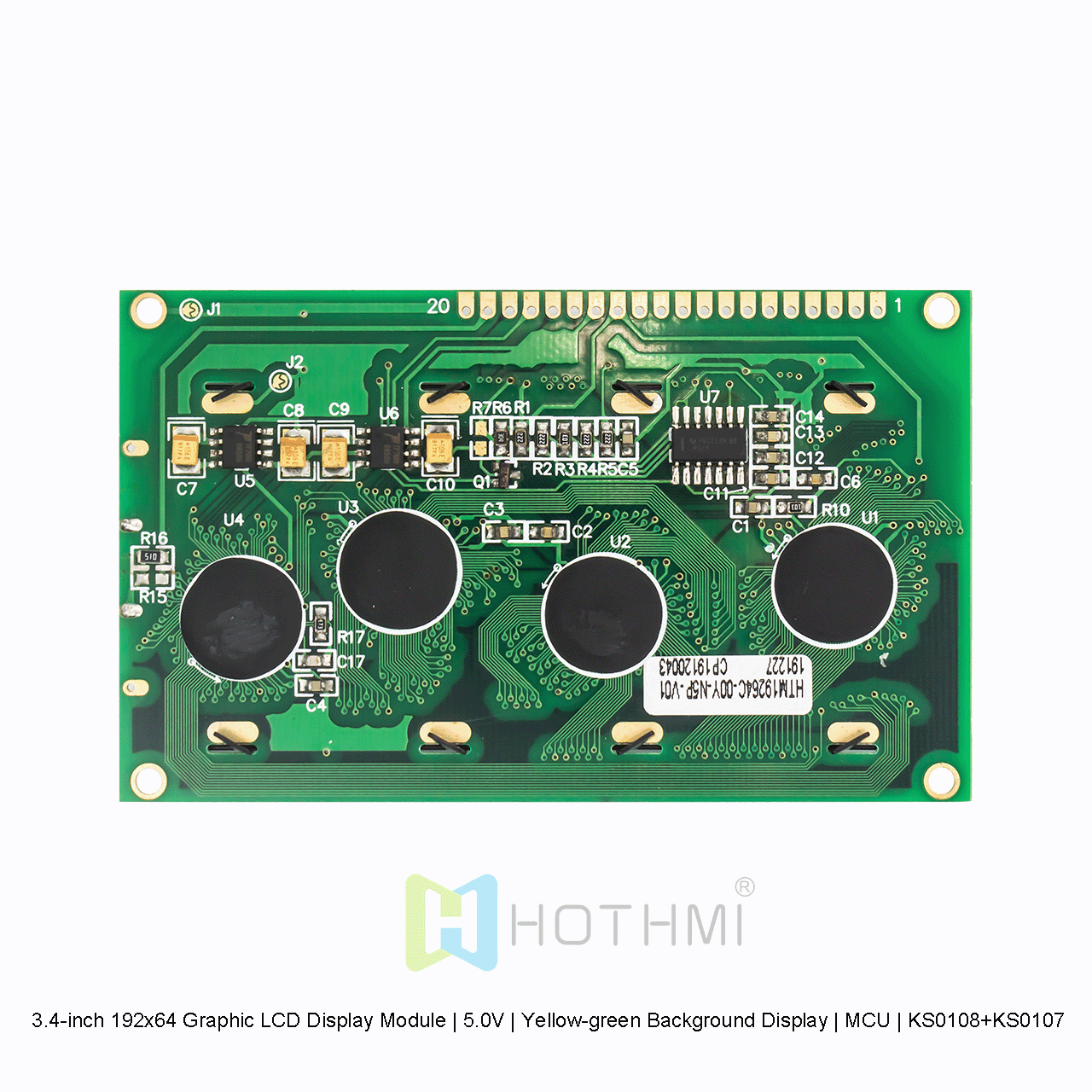 3.4-inch 192x64 Graphic LCD Display Module | 5.0V | Yellow-green Background Display | MCU | KS0108+KS0107