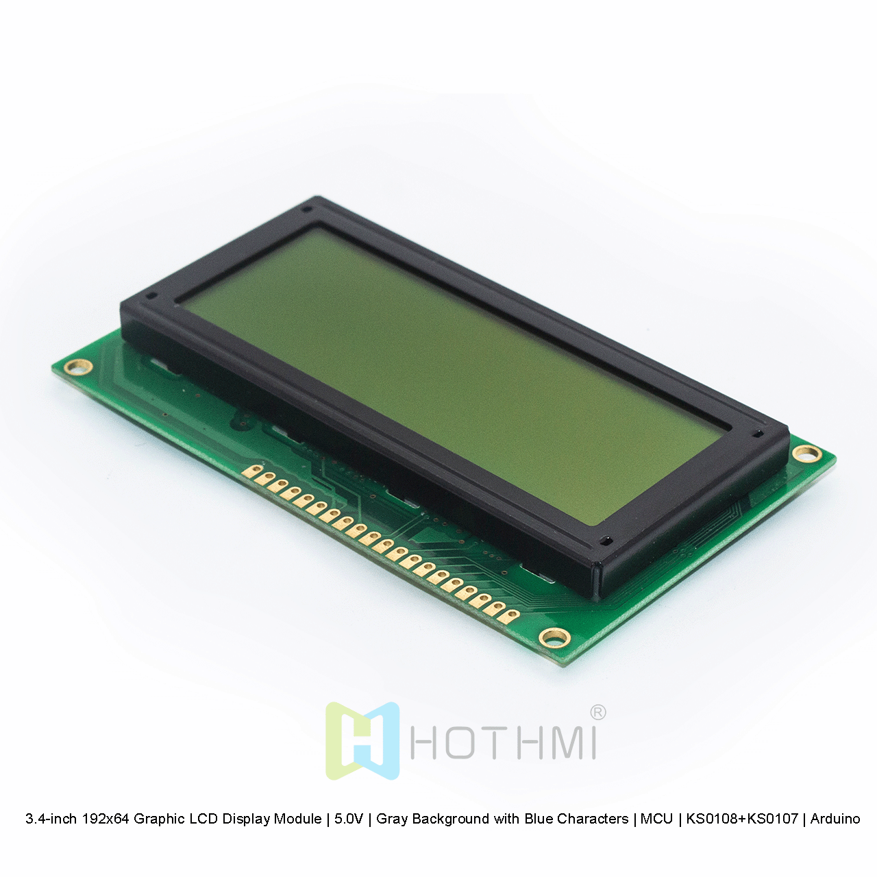 3.4-inch 192x64 Graphic LCD Display Module | 5.0V | Gray Background with Blue Characters | MCU | KS0108+KS0107 | Arduino