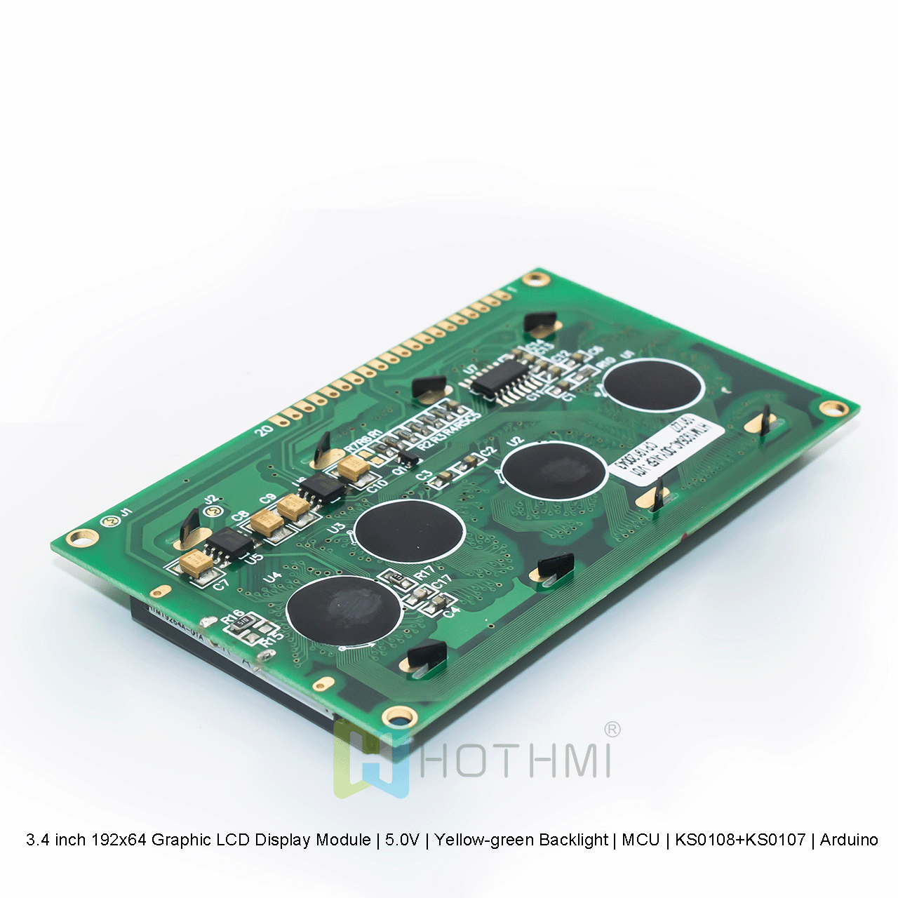 3.4 inch 192x64 Graphic LCD Display Module | 5.0V | Yellow-green Backlight | MCU | KS0108+KS0107 | Arduino