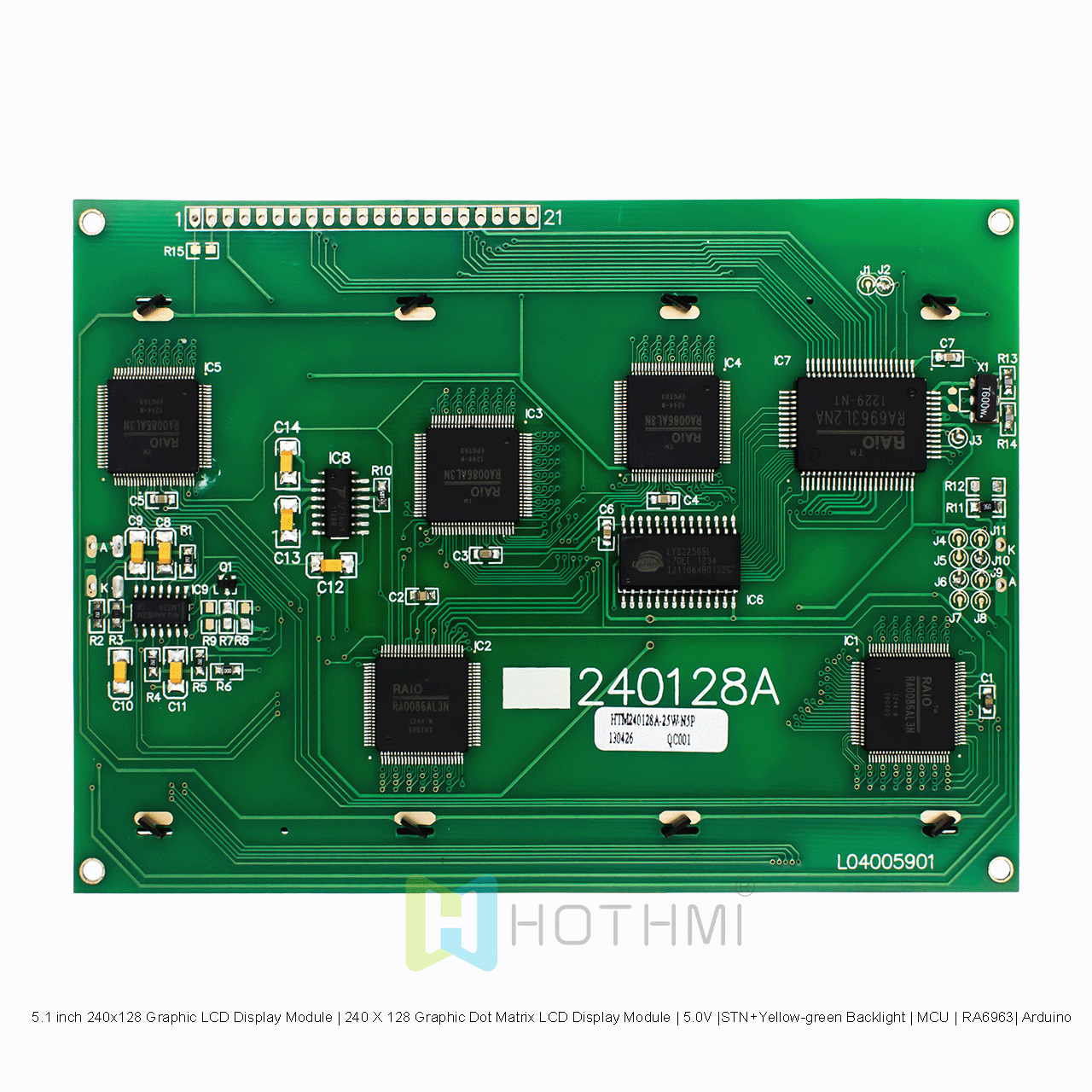 5.1 inch 240x128 Graphic LCD Display Module | 240 X 128 Graphic Dot Matrix LCD Display Module | 5.0V |STN+Yellow-green Backlight | MCU | RA6963| Arduino