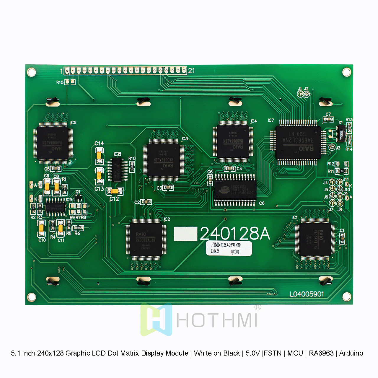 5.1 inch 240x128 Graphic LCD Dot Matrix Display Module | White on Black | 5.0V |FSTN | MCU | RA6963 | Arduino