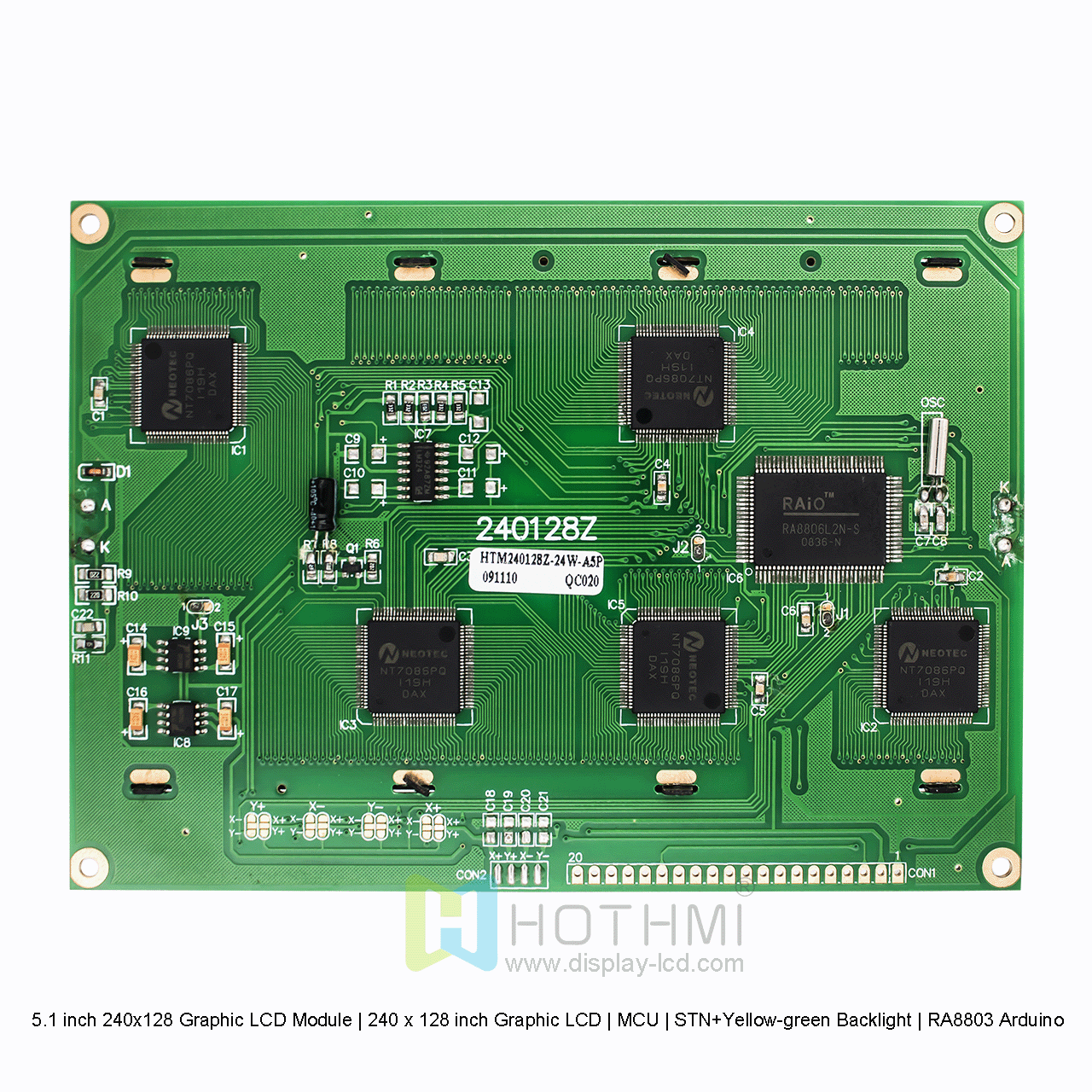 5.1 inch 240x128 Graphic LCD Module | 240 x 128 inch Graphic LCD | MCU | STN+Yellow-green Backlight | RA8803 Arduino
