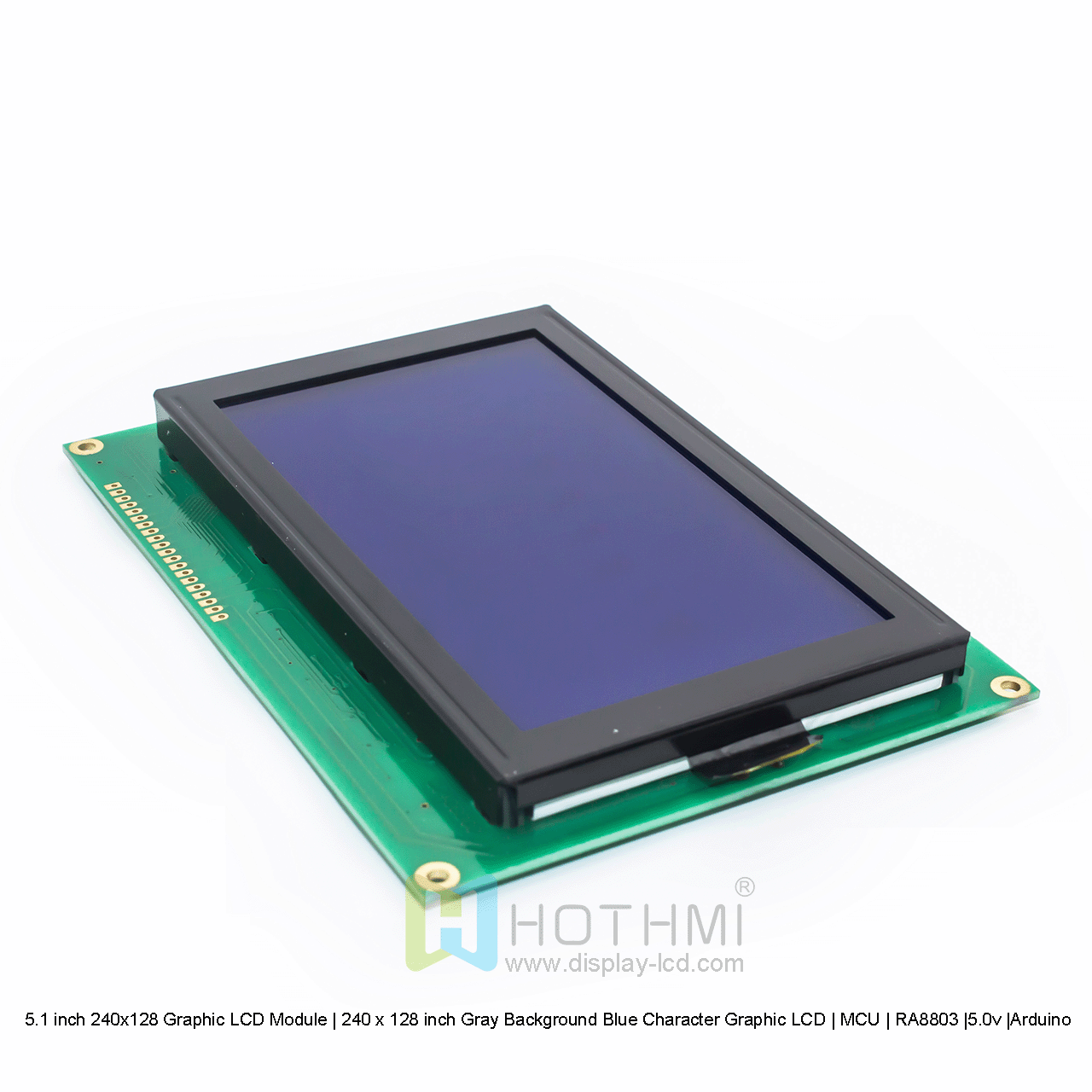 240 x 128 Graphic LCD Display Module Blue Pixels on Gray Background RA8803