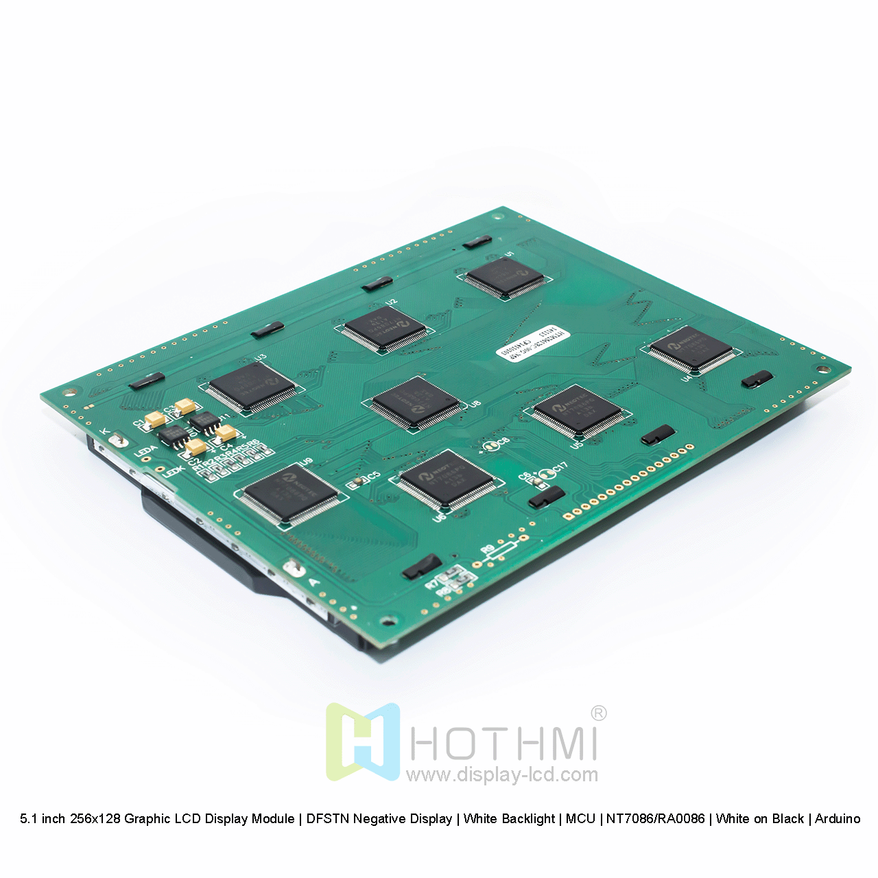 5.1 inch 256x128 Graphic LCD Display Module | DFSTN Negative Display | White Backlight | MCU | NT7086/RA0086 | White on Black | Arduino