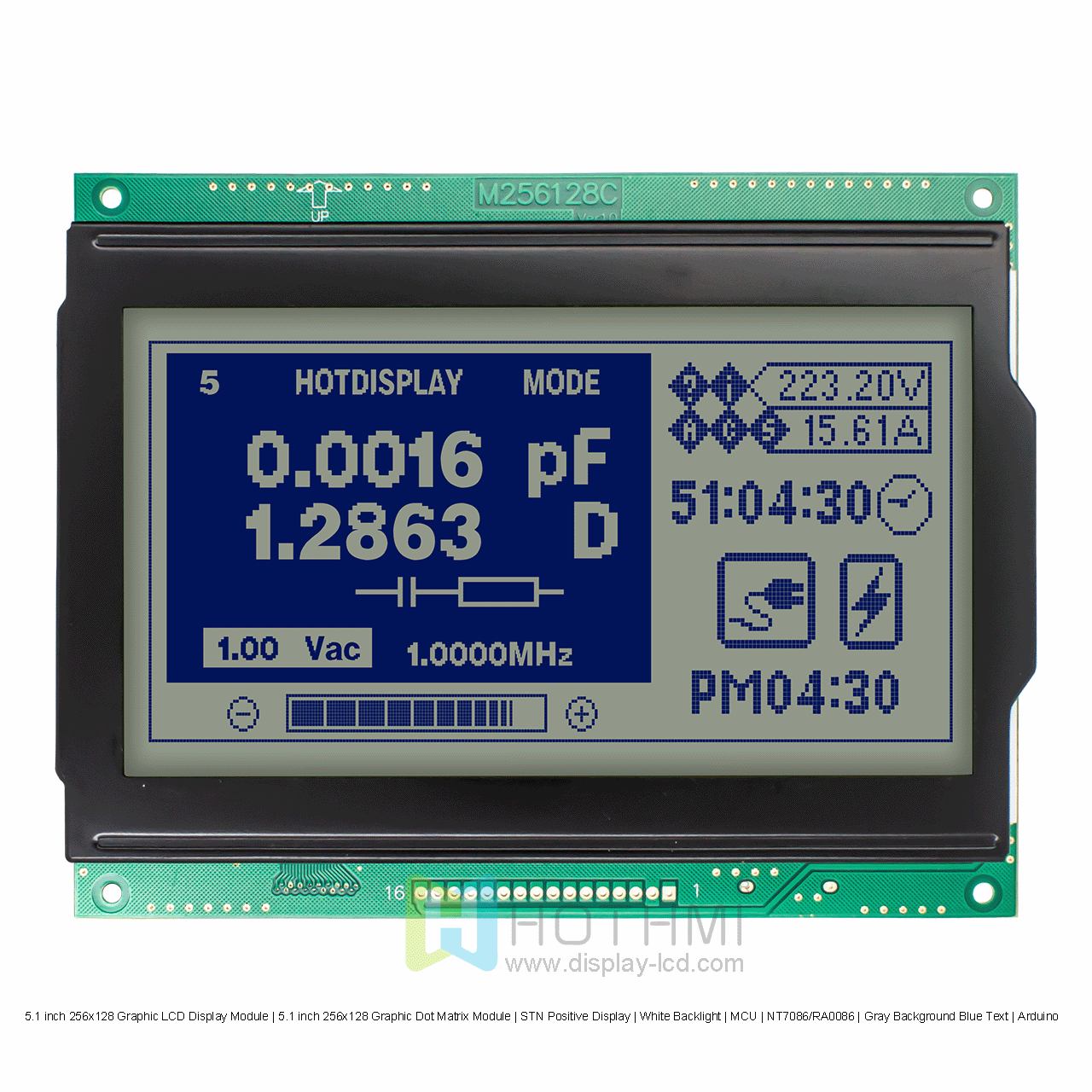 256x128 Graphic LCD Display Module | STN+Gray With White Backlight
