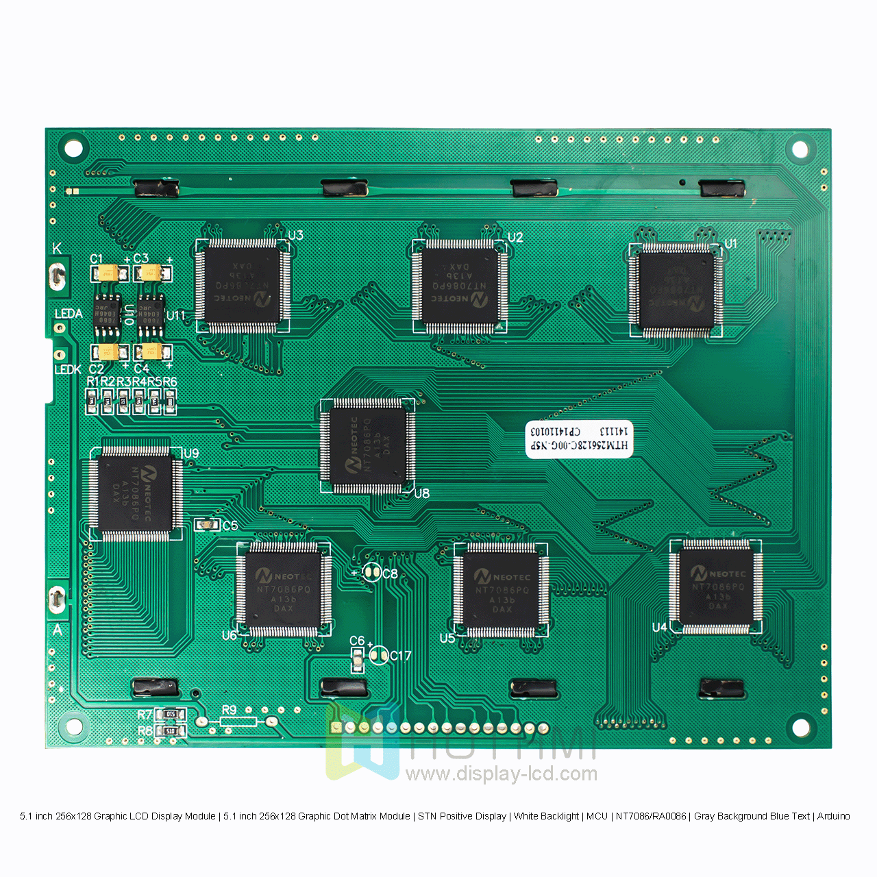 256x128 Graphic LCD Display Module | STN+Gray With White Backlight