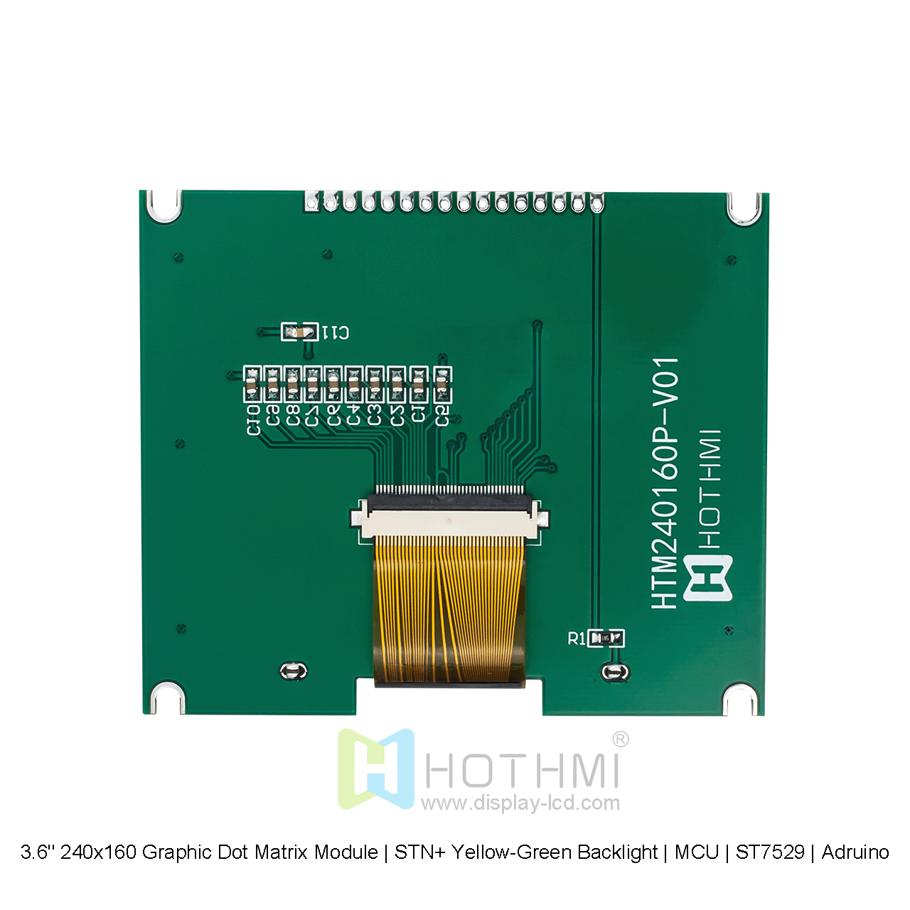 3.6" 240x160 Graphic Dot Matrix Module | STN+ Yellow-Green Backlight | MCU | ST7529 | Arduino