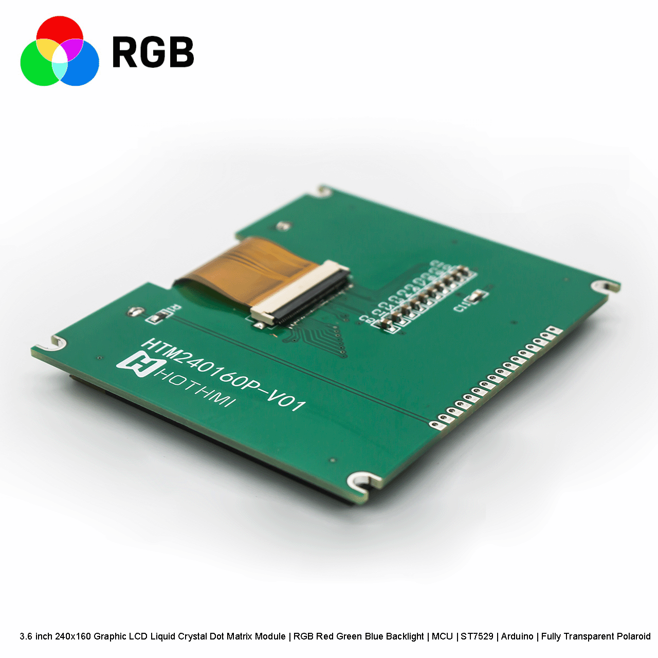3.6 inch 240x160 Graphic LCD Liquid Crystal Dot Matrix Module | RGB Red Green Blue Backlight | MCU | ST7529 | Arduino | Transmissive Polaroid