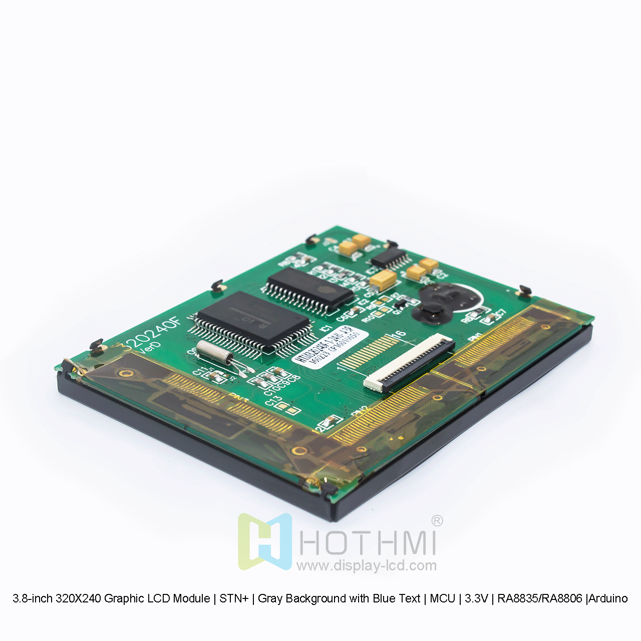 3.8-inch 320X240 Graphic LCD Module | STN+ | Gray Background with Blue Text | MCU | 3.3V | RA8835/RA8806 |Arduino