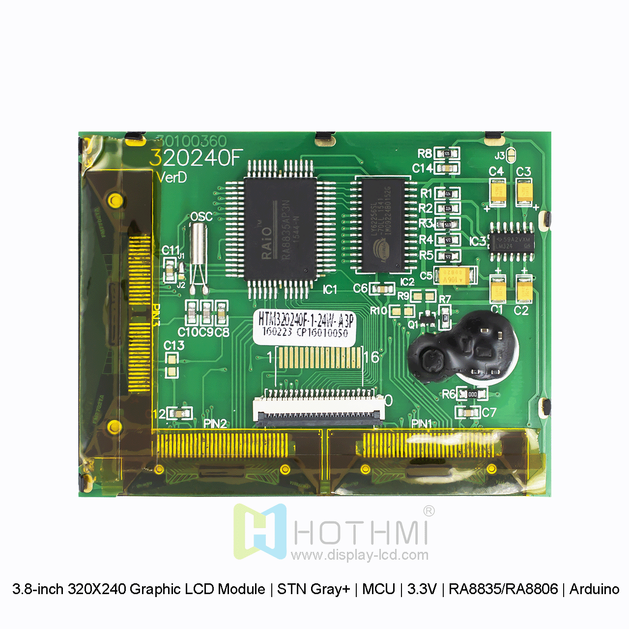 3.8-inch 320X240 Graphic LCD Module | STN Gray+ | MCU | 3.3V | RA8835/RA8806 | Arduino