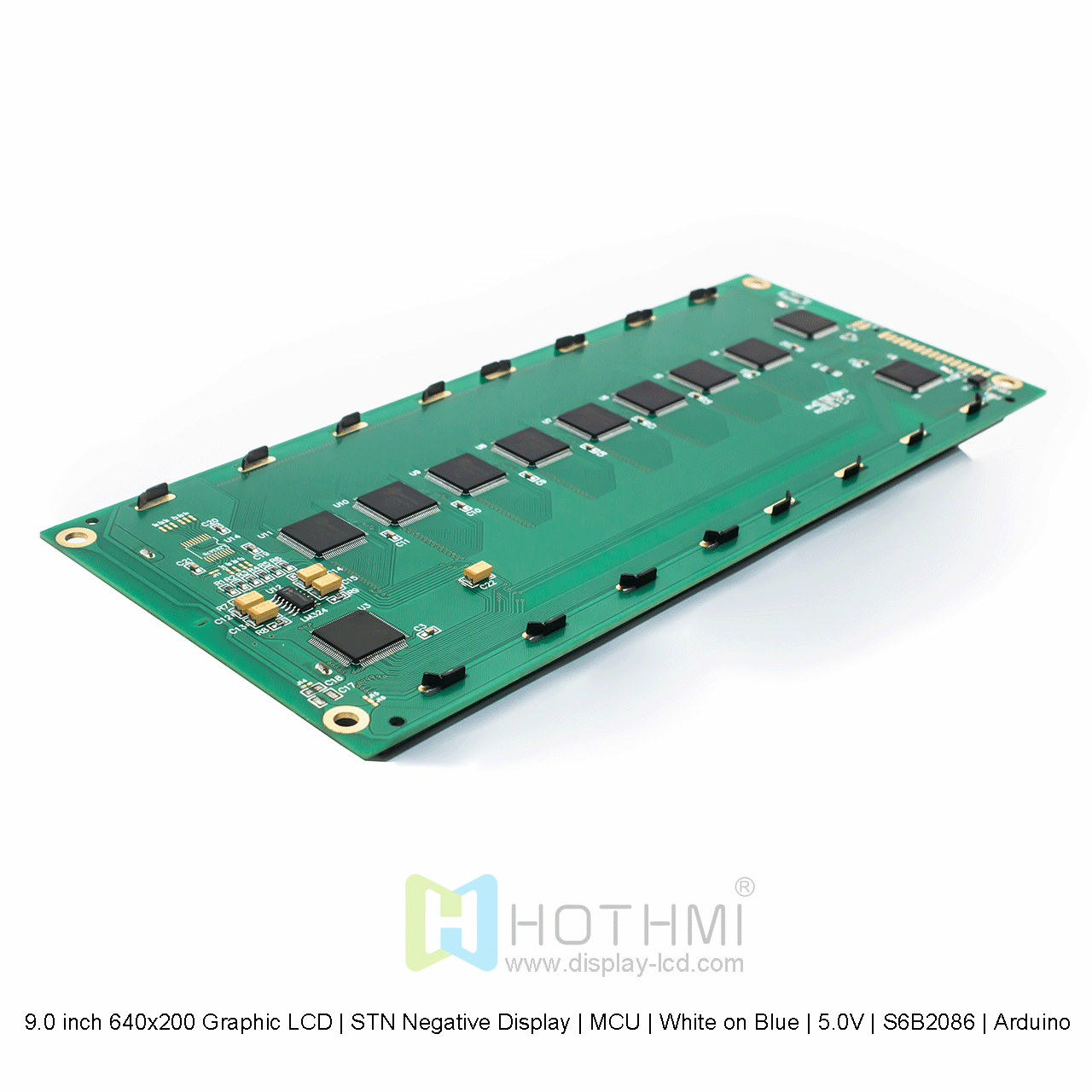 9.0 inch 640x200 Graphic LCD | STN Negative Display | MCU | White on Blue | 5.0V | S6B2086 | Arduino