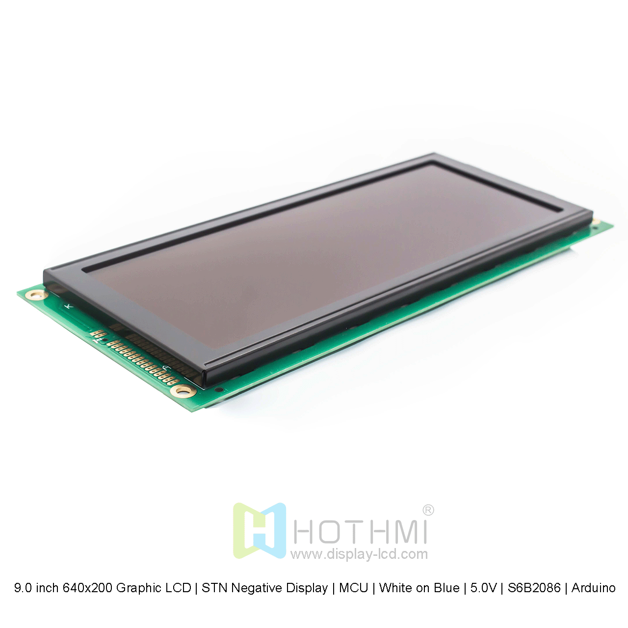 9.0 inch 640x200 Graphic LCD | STN Negative Display | MCU | White on Blue | 5.0V | S6B2086 | Arduino
