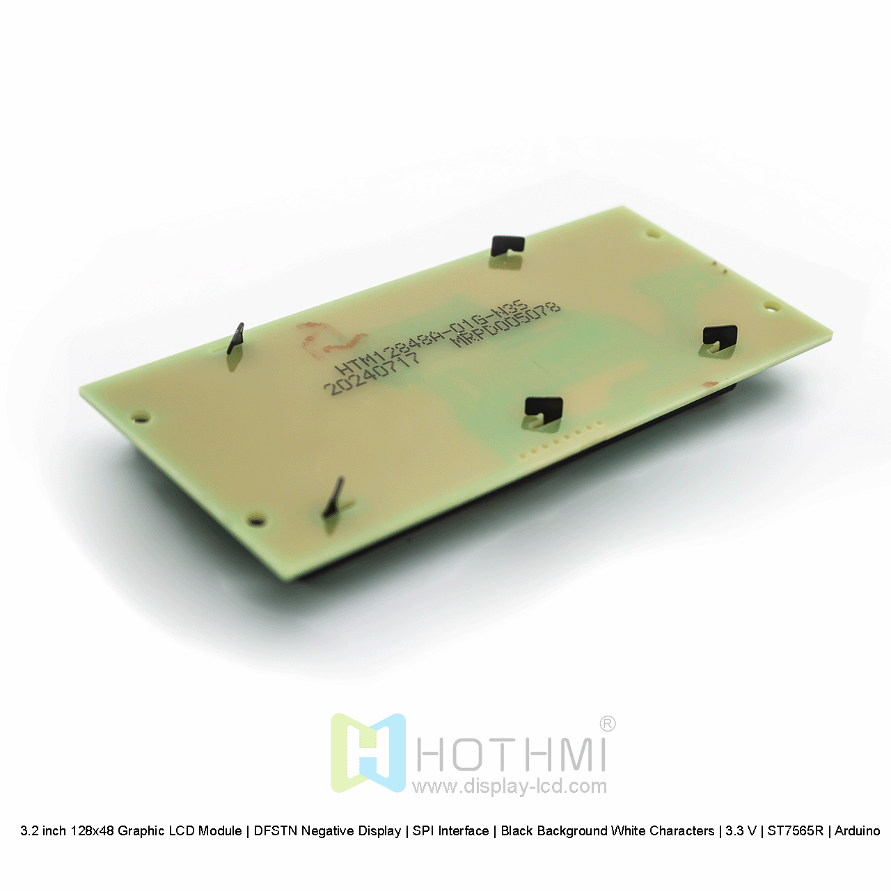 3.2 inch 128x48 Graphic LCD Module | DFSTN Negative Display | SPI Interface | Black Background White Characters | 3.3 V | ST7565R | Arduino