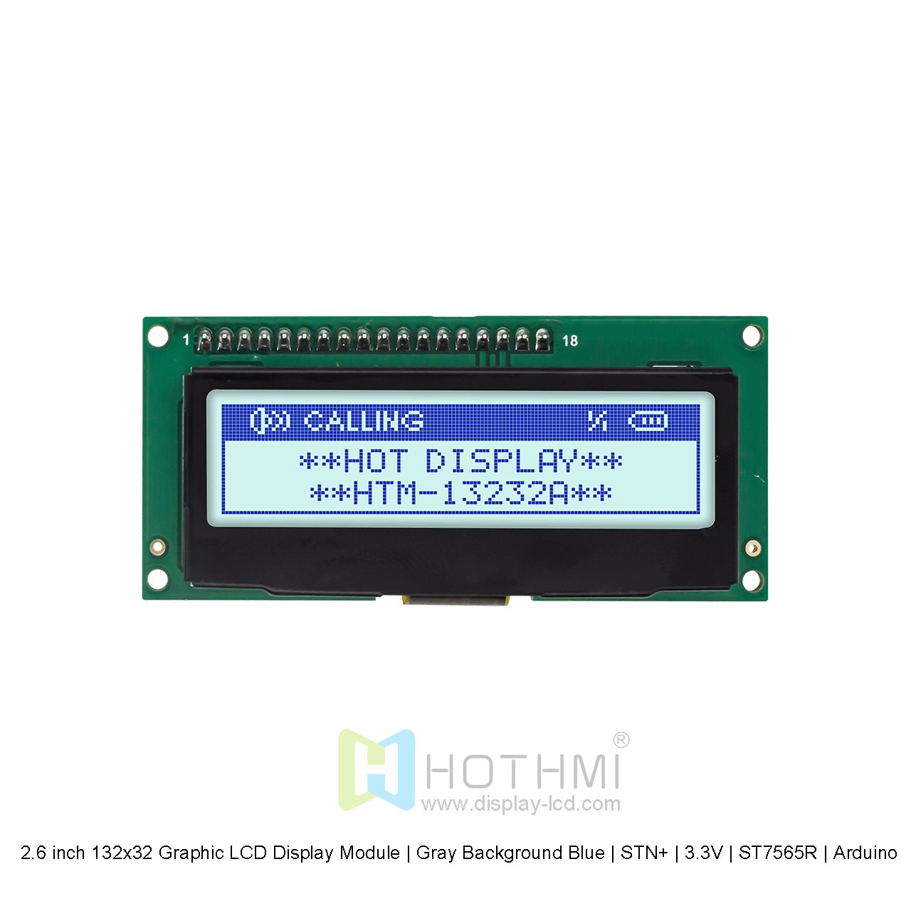 132x32 Graphic LCD Display Module | STN+Gray With White Backlight