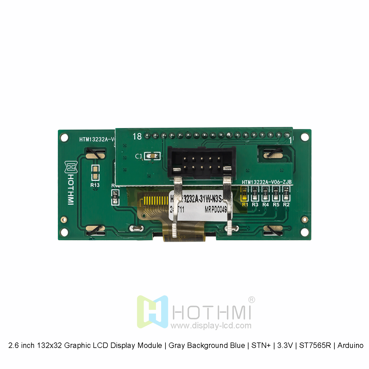 132x32 Graphic LCD Display Module | STN+Gray With White Backlight