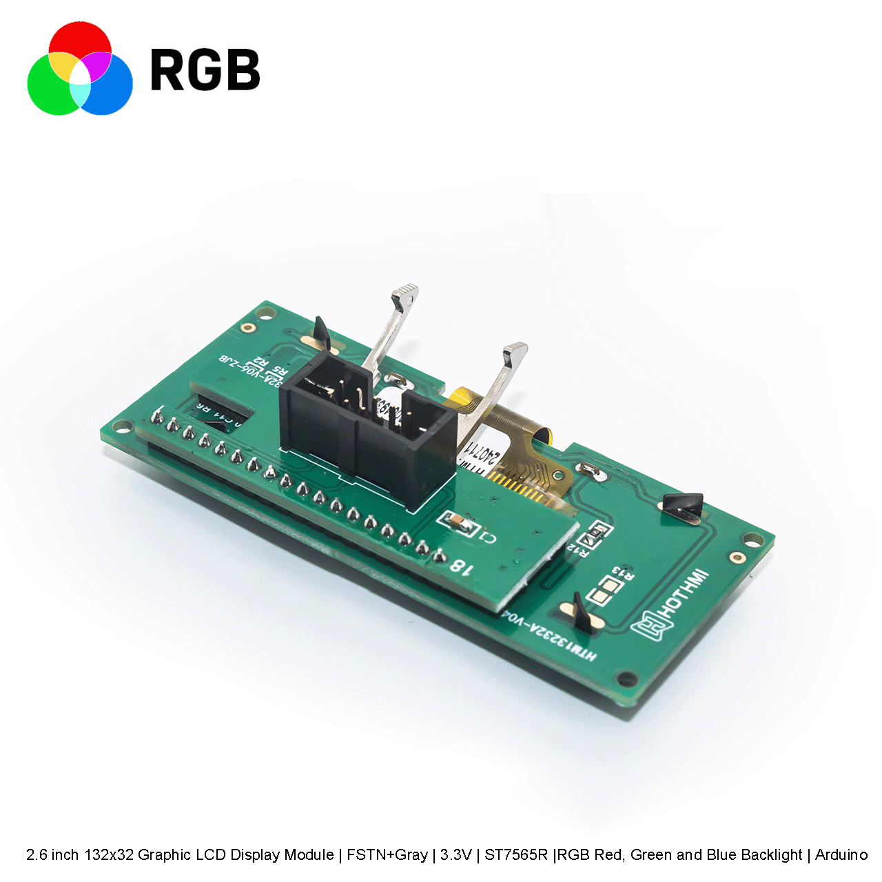 2.6 inch 132x32 Graphic LCD Display Module | FSTN+Gray | 3.3V | ST7565R |RGB Red, Green and Blue Backlight | Arduino