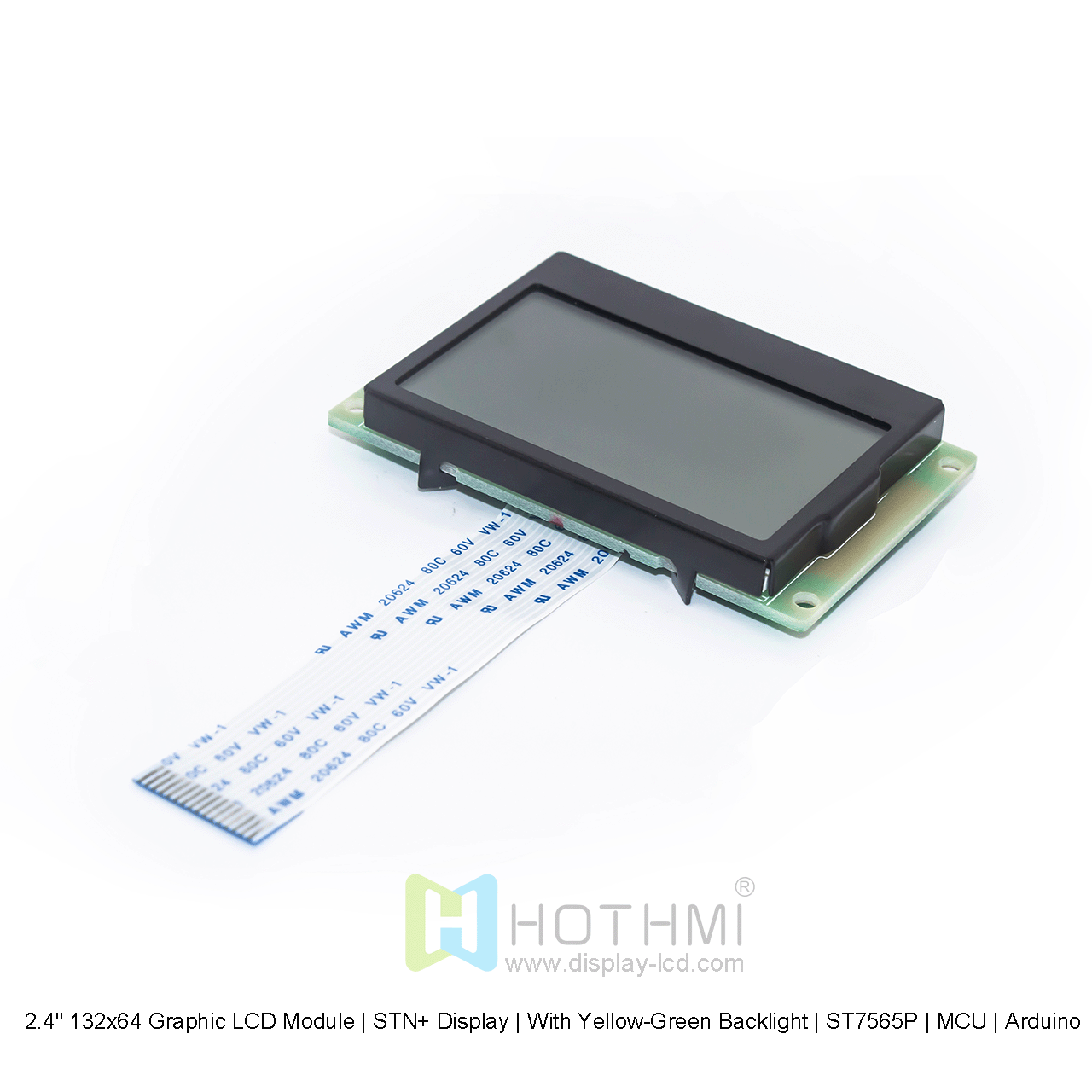 2.4" 132x64 Graphic LCD Module | STN+ Display | With Yellow-Green Backlight | ST7565P | MCU | Arduino