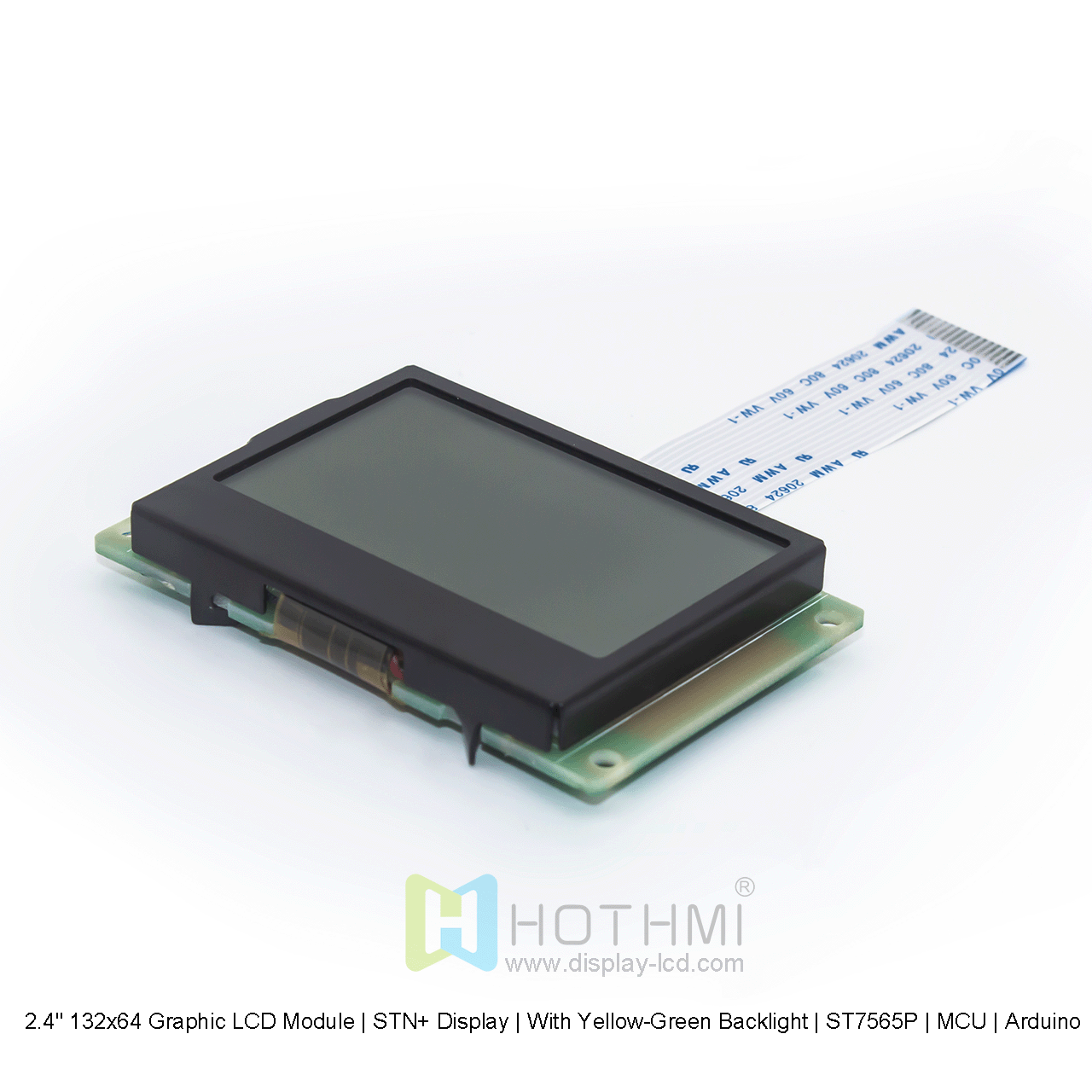 2.4" 132x64 Graphic LCD Module | FSTN+ Display | Grey Text on White Background | ST7565P | MCU | Arduino