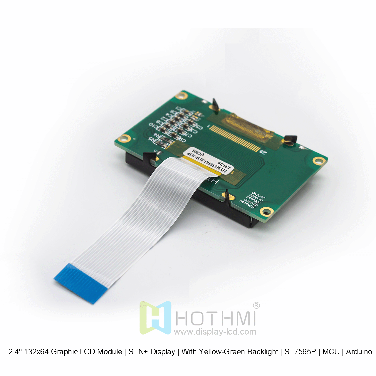 2.4" 132x64 Graphic LCD Module | FSTN+ Display | Grey Text on White Background | ST7565P | MCU | Arduino