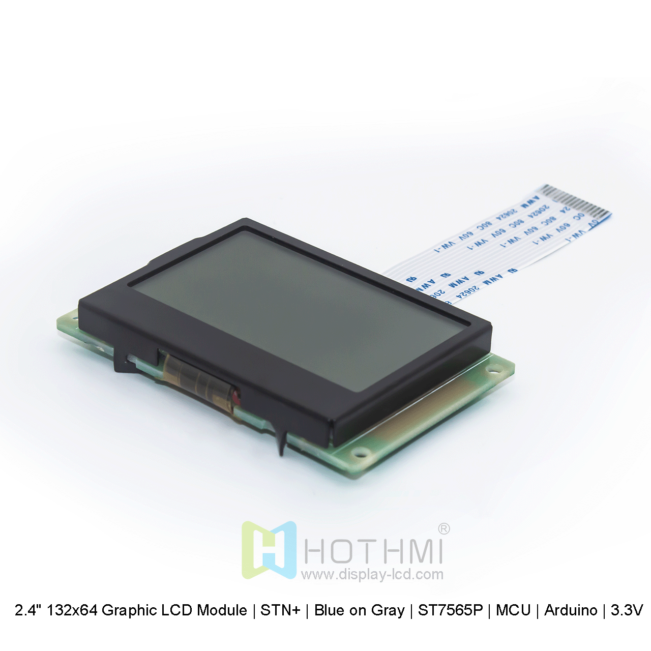 2.4" 132x64 Graphic LCD Module | STN+ | Blue on Gray | ST7565P | MCU | Arduino | 3.3V