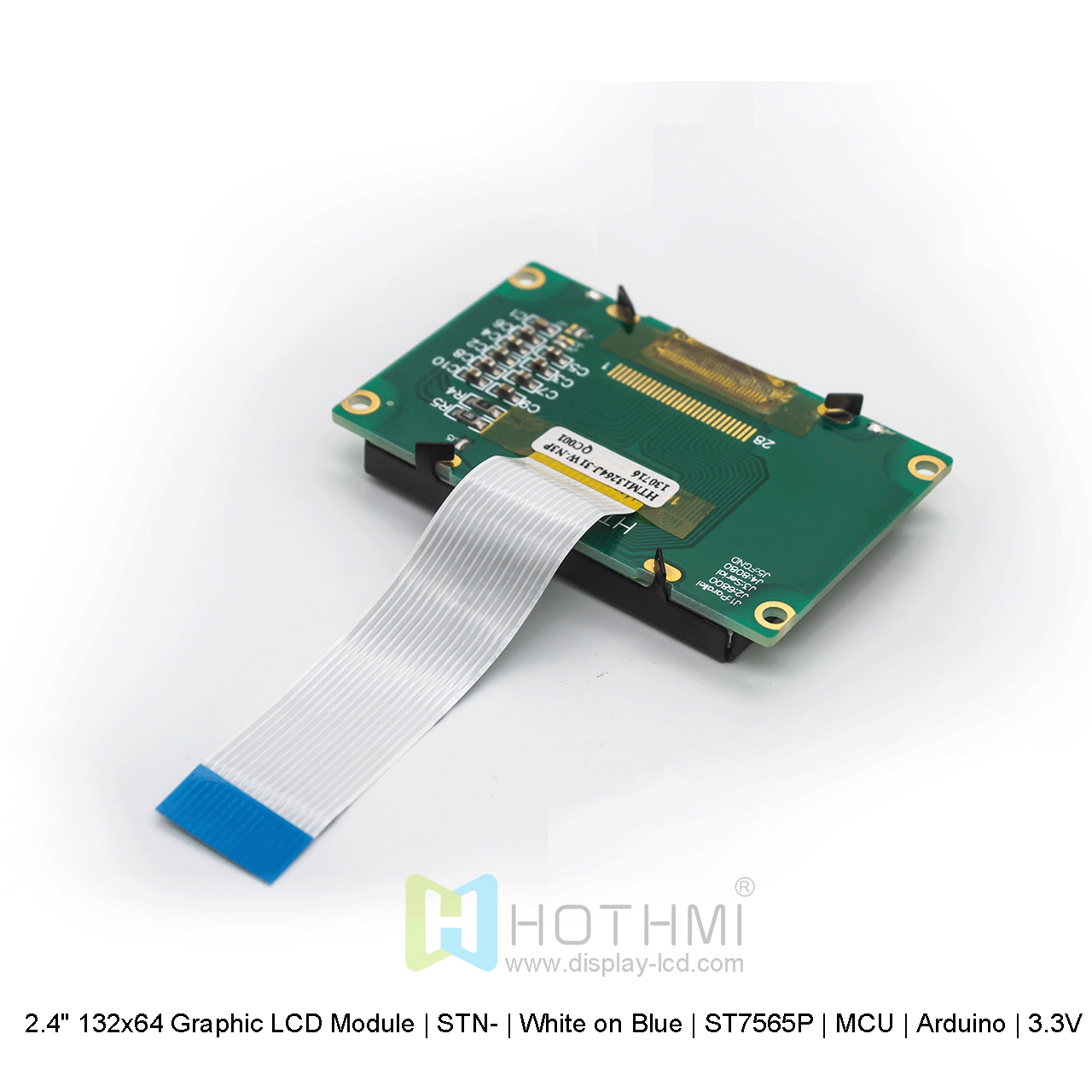2.4" 132x64 Graphic LCD Module | STN-White on Blue ST7565P For Arduino