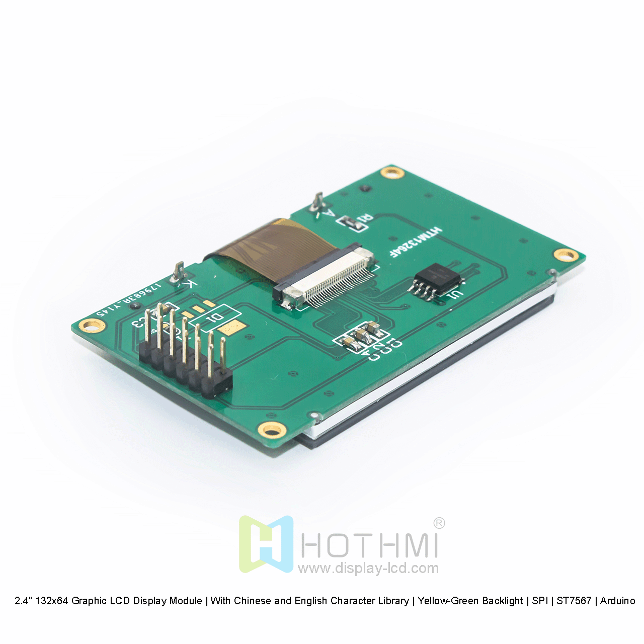2.4" 132x64 Graphic LCD Display Module | With Chinese and English Character Library | Yellow-Green Backlight | SPI | ST7567 | Arduino