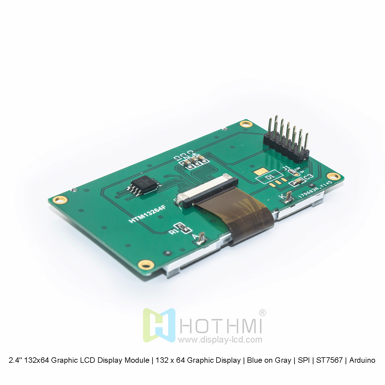 2.4" 132x64 Graphic LCD Display Module | 132 x 64 Graphic Display | Blue on Gray | SPI | ST7567 | Arduino