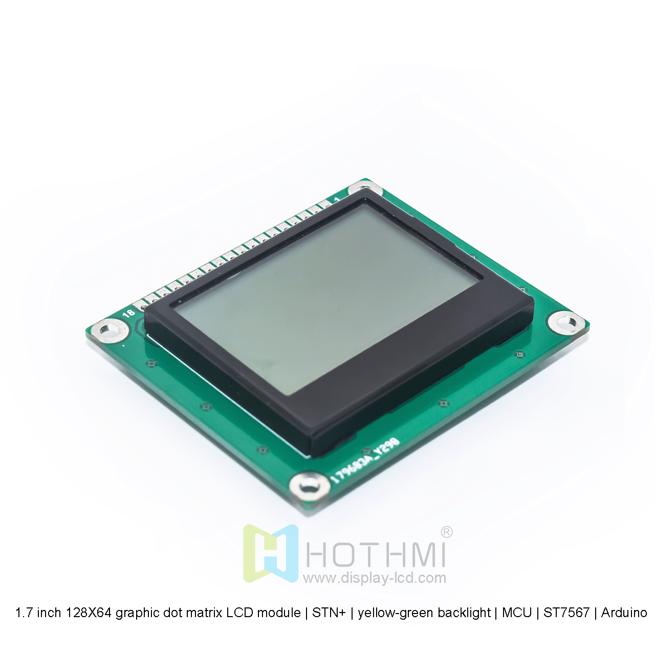 1.7 inch 128X64 graphic dot matrix LCD module | STN+ | yellow-green backlight | MCU | ST7567 | Arduino
