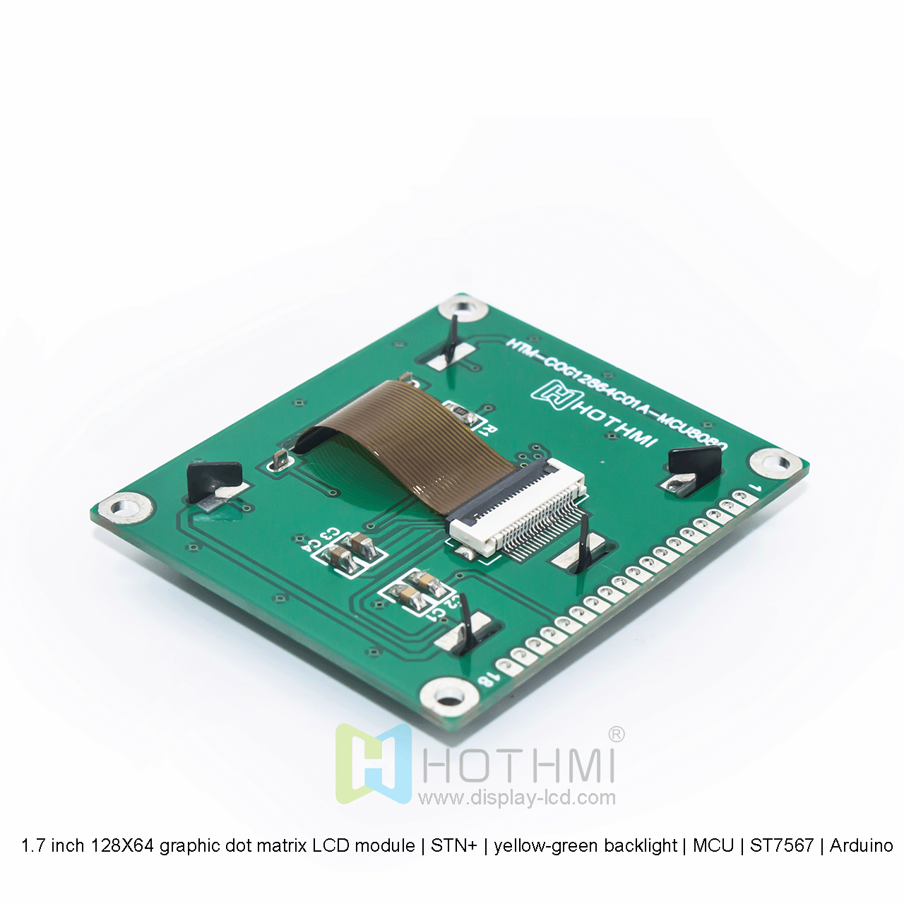 1.7 inch 128X64 graphic dot matrix LCD module | STN+ | yellow-green backlight | MCU | ST7567 | Arduino