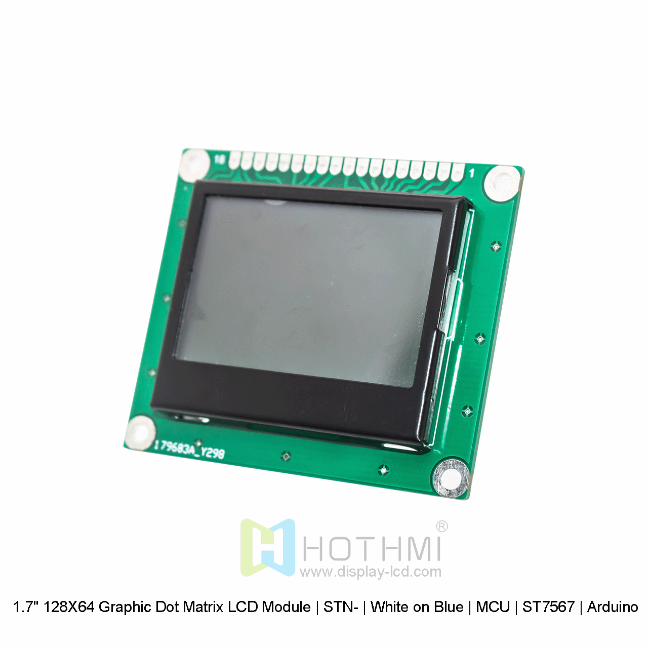1.7" 128X64 Graphic Dot Matrix LCD Module | STN- | White on Blue | MCU | ST7567 | Arduino