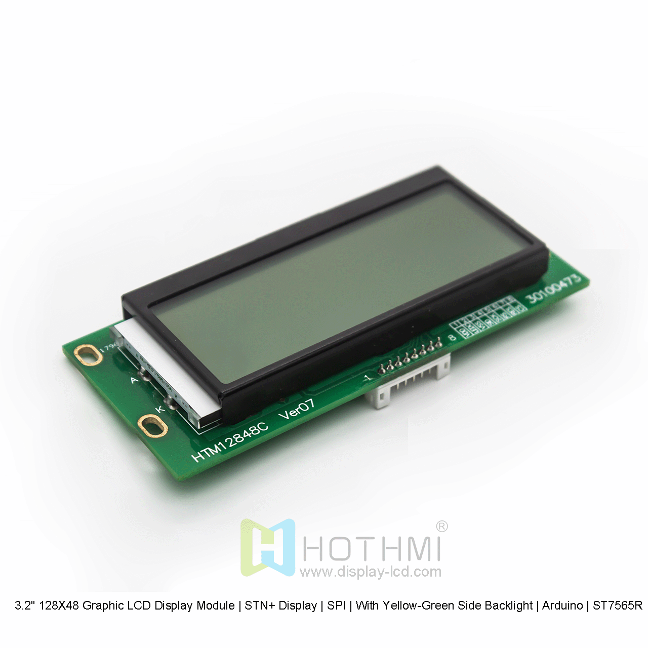 3.2" 128X48 Graphic LCD Display Module | STN+ Display | SPI | With Yellow-Green Side Backlight | Arduino | ST7565R