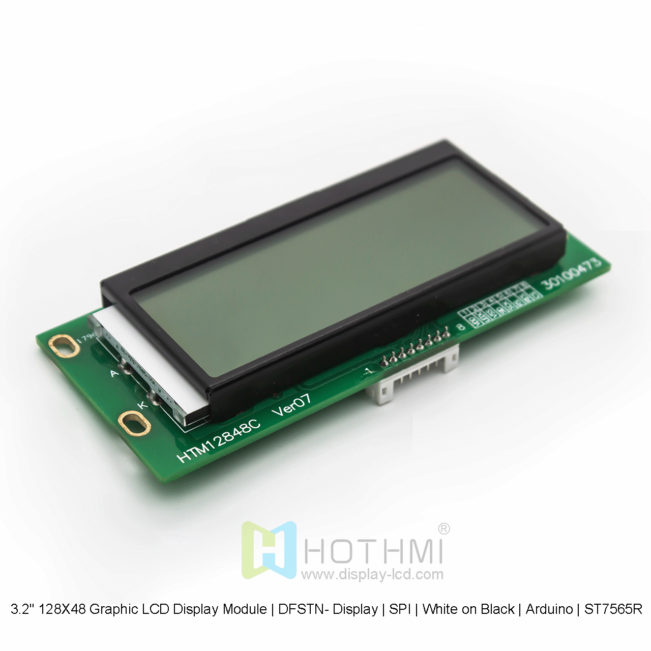 3.2" 128X48 Graphic LCD Display Module | DFSTN- Display | SPI | White on Black | Arduino | ST7565R