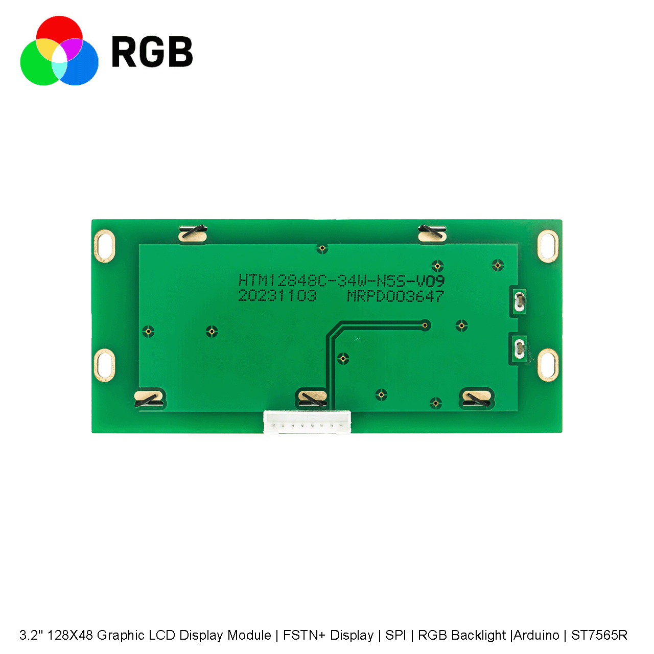 3.2" 128X48 Graphic LCD Display Module | FSTN+ Display | SPI | RGB Backlight |Arduino | ST7565R