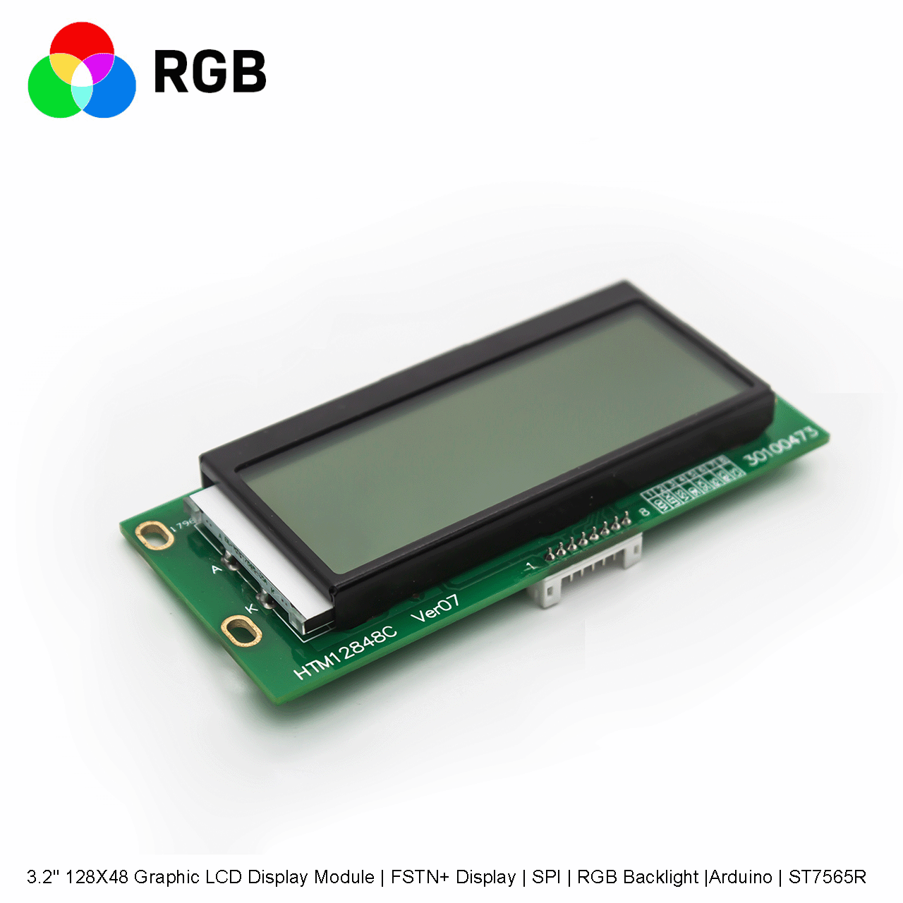 3.2" 128X48 Graphic LCD Display Module | FSTN+ Display | SPI | RGB Backlight |Arduino | ST7565R