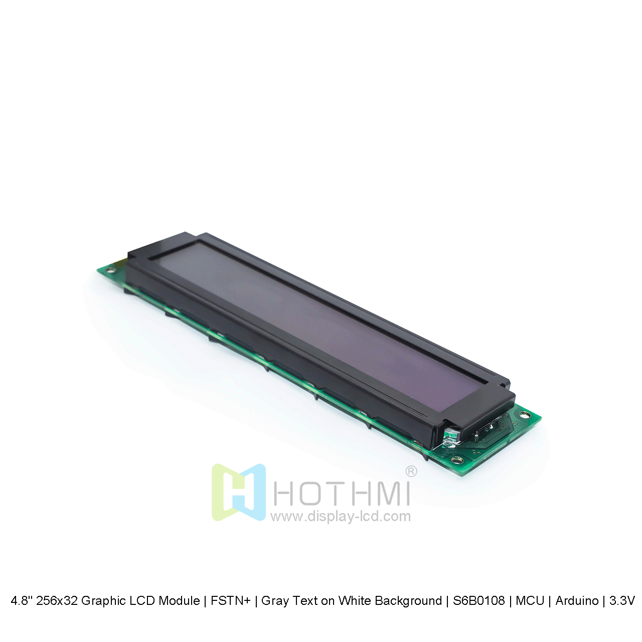Graphic LCD Module | FSTN+ | 4.8" 256x32 Gray Text on White Background | S6B0108 | MCU | Arduino | 3.3V
