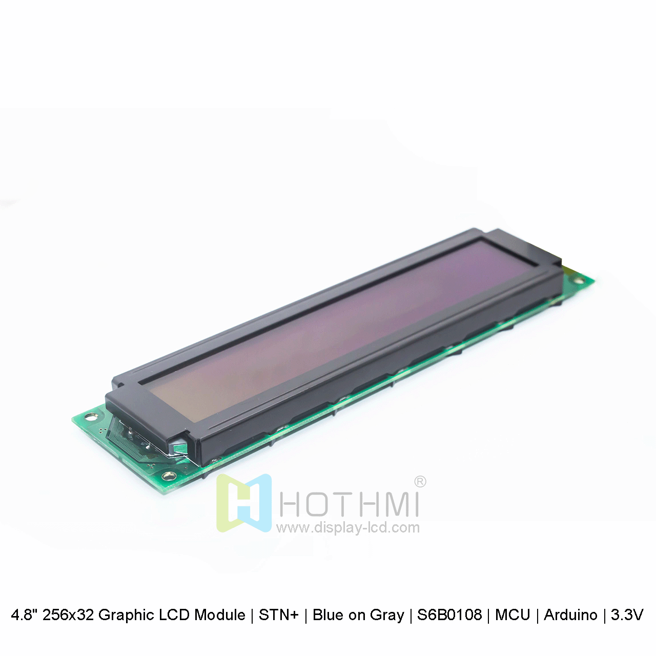 Graphic LCD Module | STN+ | 4.8" 256x32 Blue on Gray | S6B0108 | MCU | Arduino | 3.3V