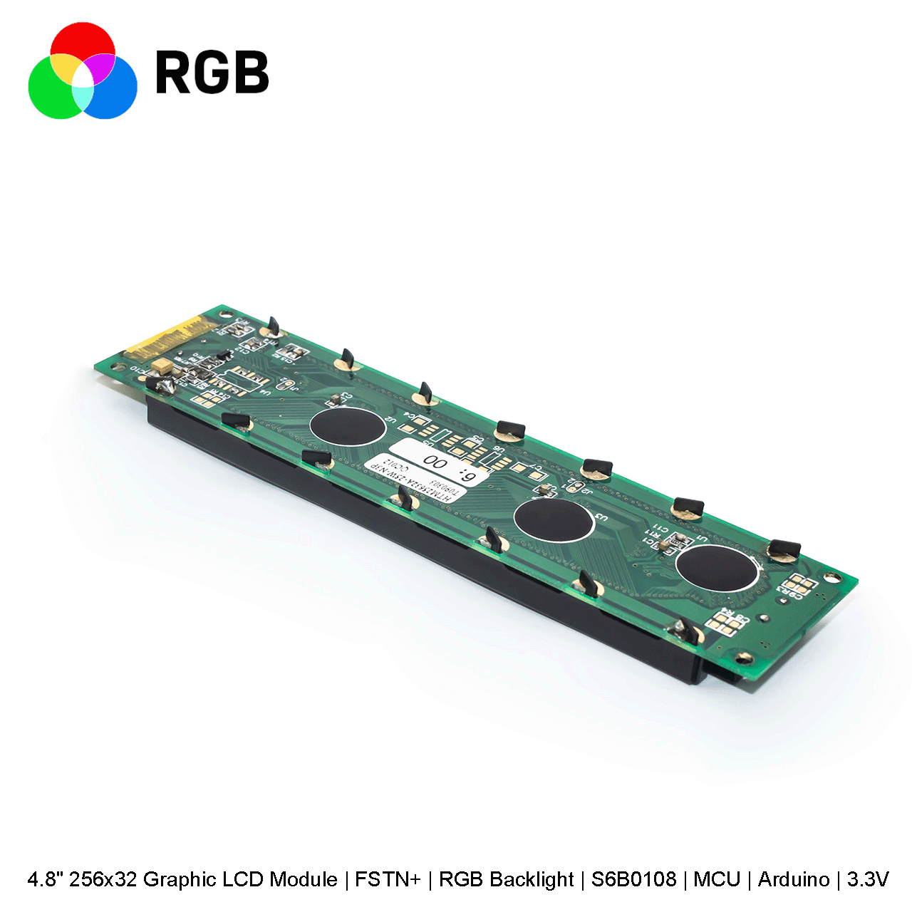 Graphic LCD Module | FSTN+ | 4.8" 256x32 RGB Backlight | S6B0108 | MCU | Arduino | 3.3V