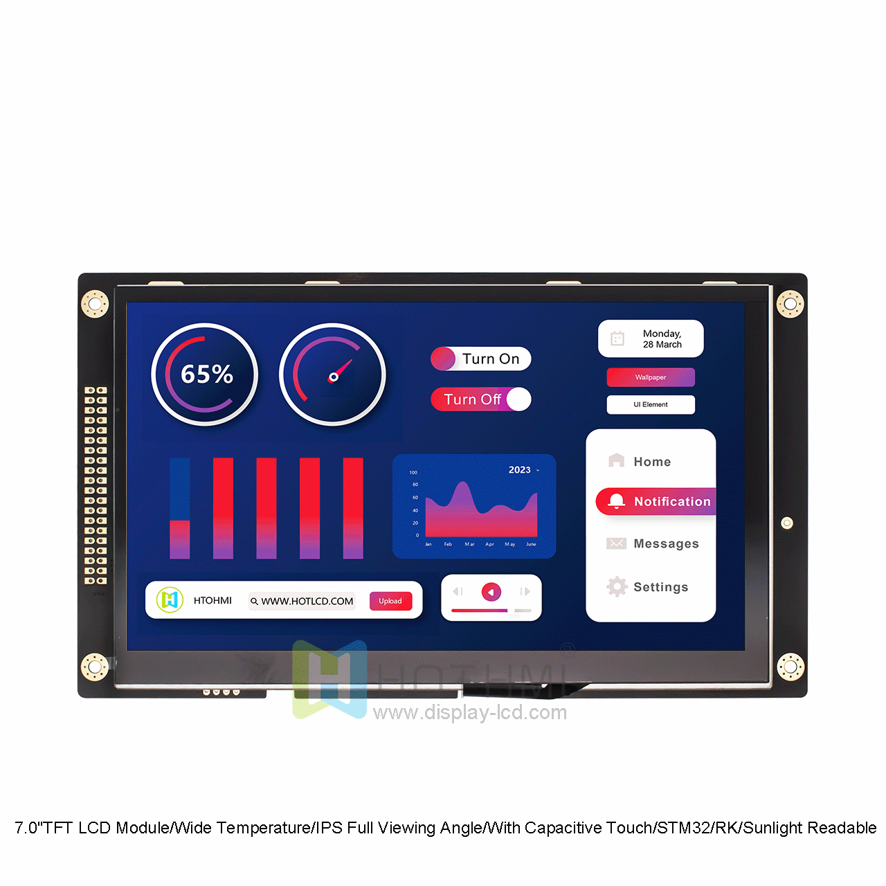 7" TFT LCD Module | 1024x600 Resolution With Capacitive Touchscreen
